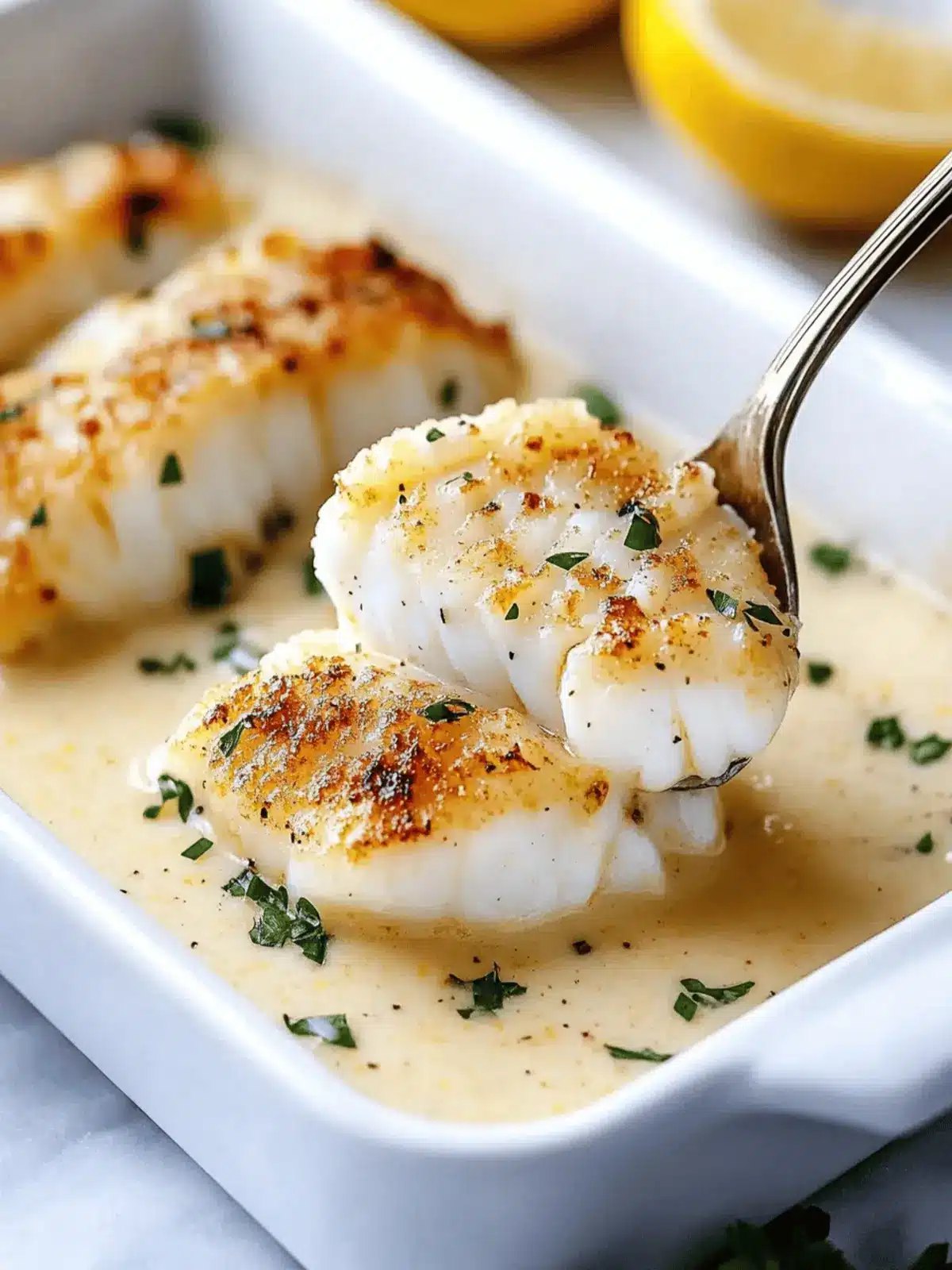 Delicious Baked Cod in Coconut Lemon Cream Sauce Recipe 3 Baked Cod in Coconut Lemon Cream Sauce