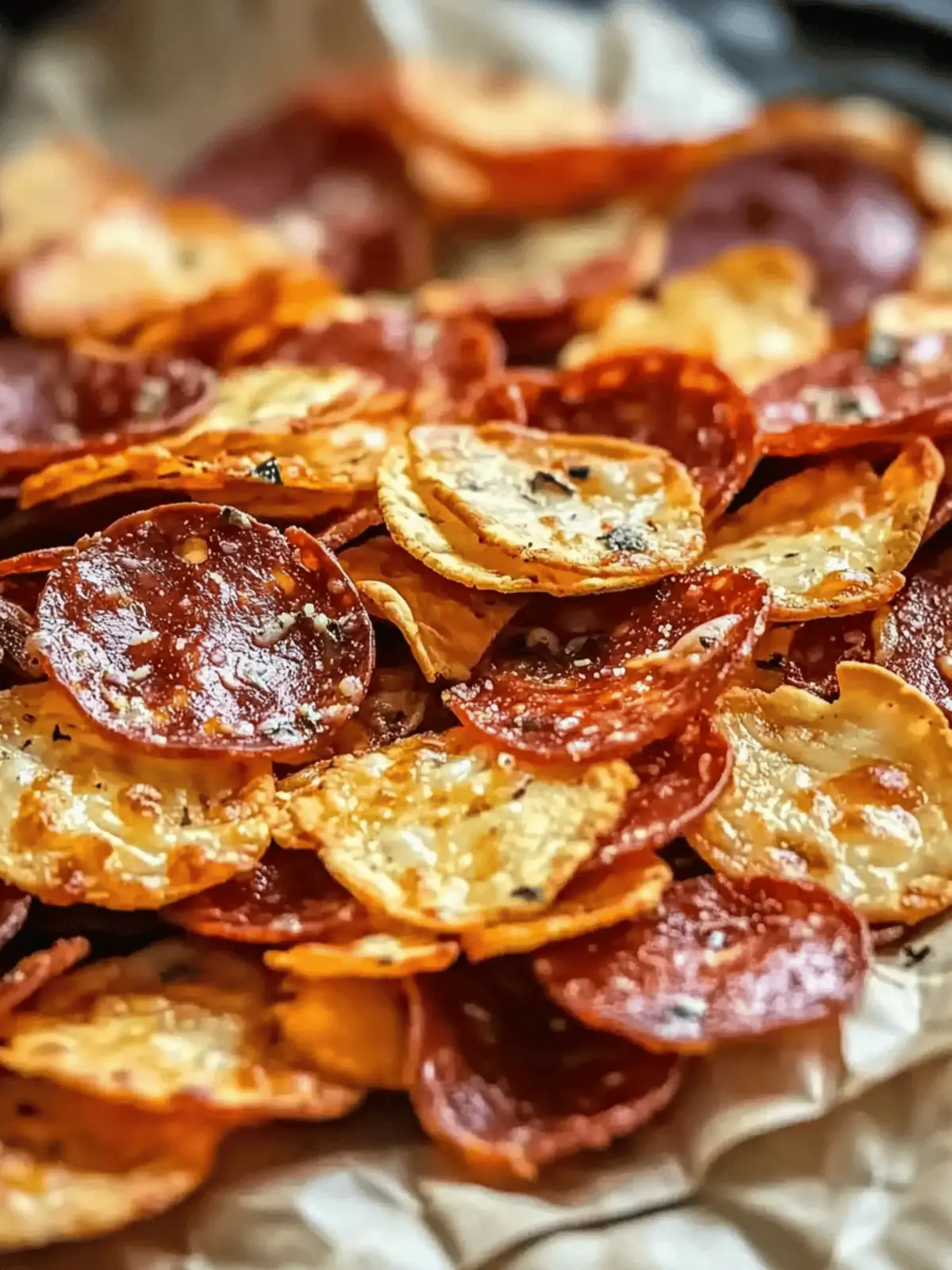 Keto Chips with Pepperoni and Cheese: Flavorful Crunch Awaits 3 Keto Chips Pepperoni Cheese