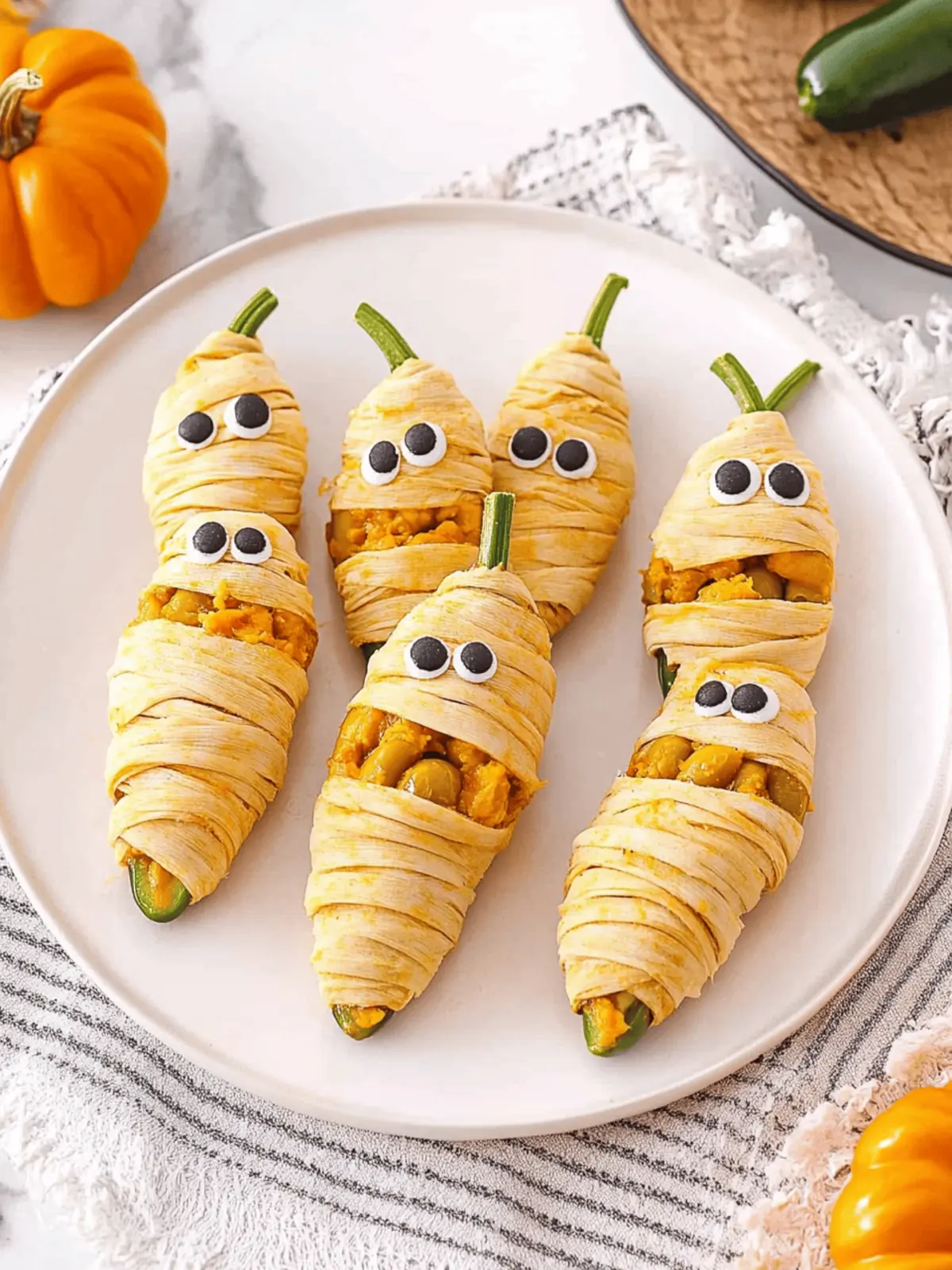 Jalapeño Popper Mummies: A Spooktacular Halloween Treat 3 Jalapeño Popper Mummies (Halloween Appetizer)