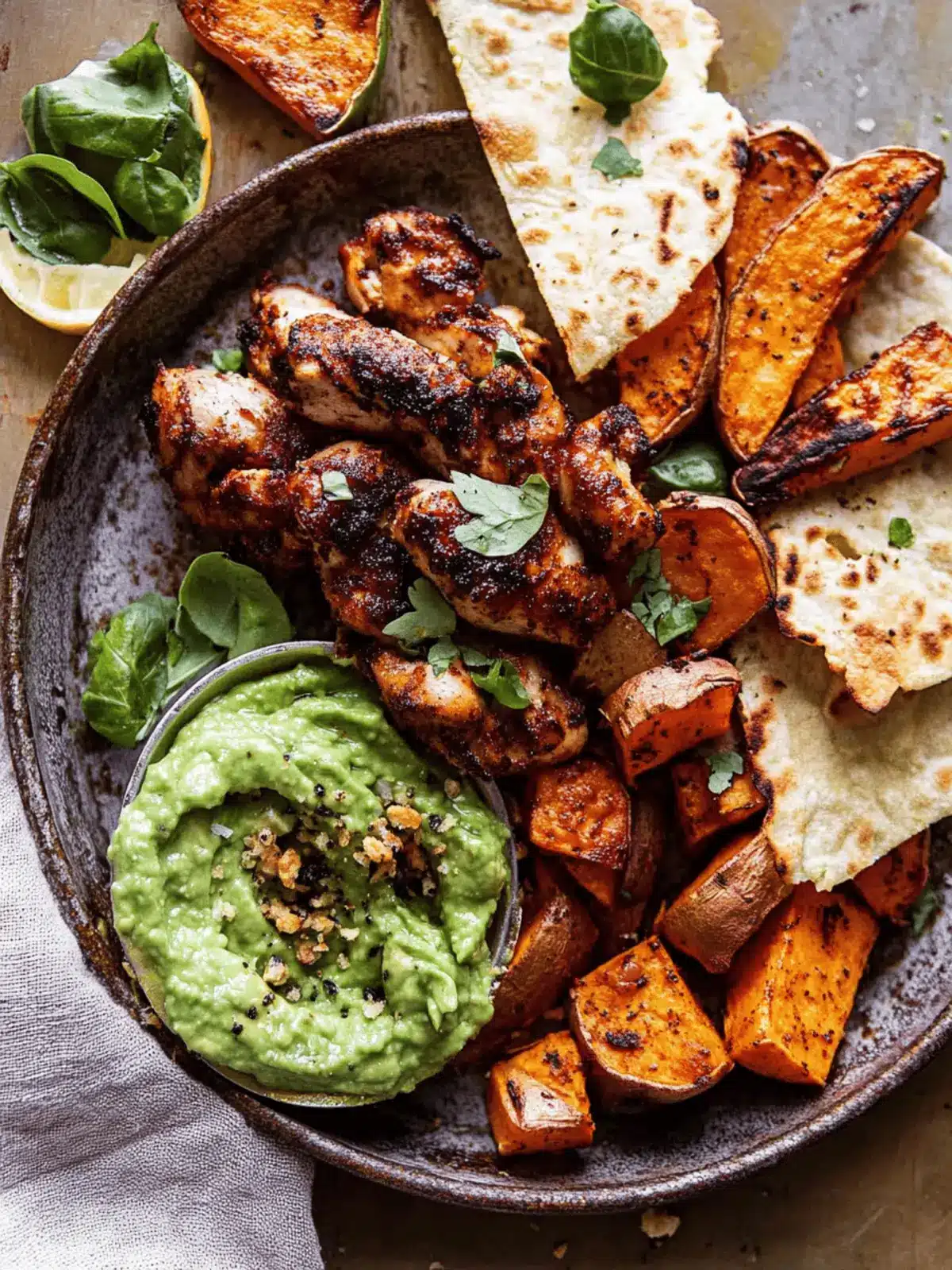 Sheet Pan Lemon Chicken with Sweet Potatoes and Avocado Magic 4 Sheet Pan Lemon Chicken with Sweet Potatoes and Avocado Goddess Sauce