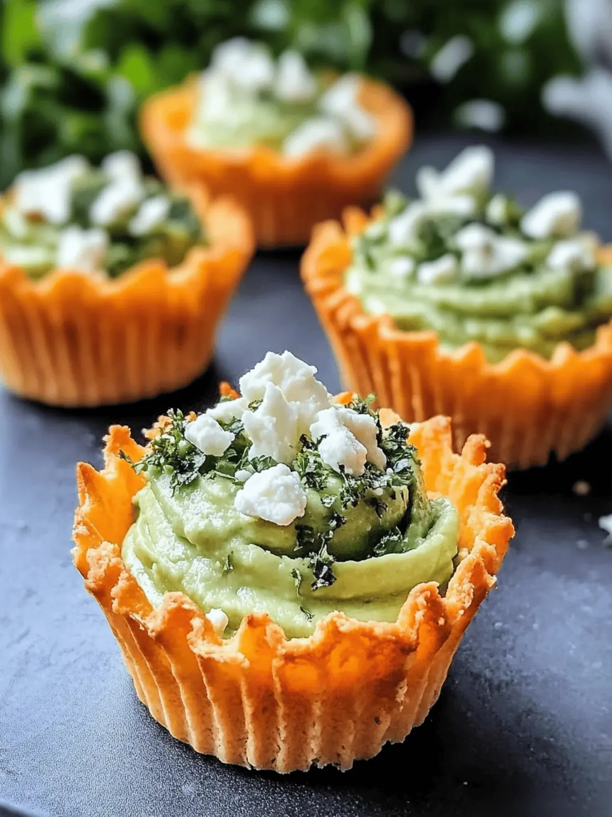 Cheddar Cups with Avocado Feta Mousse for Festive Fun 4 Cheddar Cups with Avocado Feta Mousse