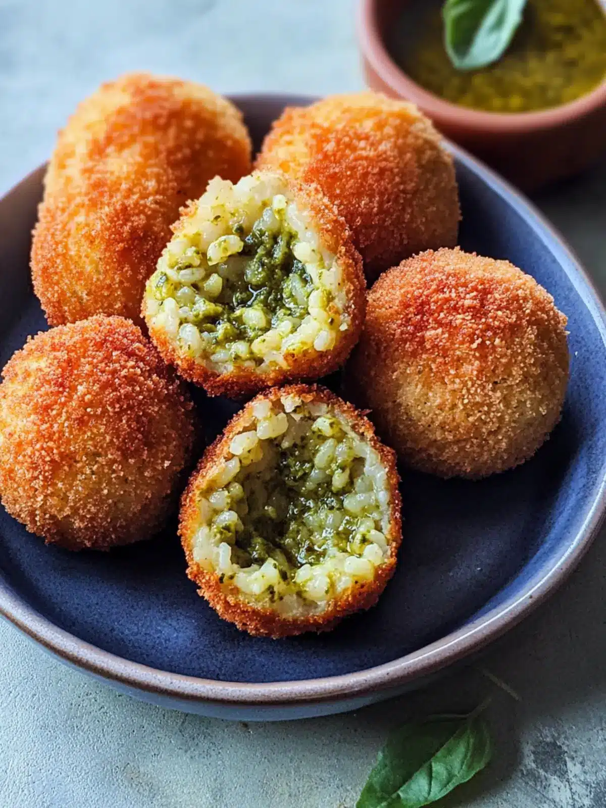 Crispy Pesto Arancini: A Flavor Bomb You ll Crave! 2 Pesto Arancini