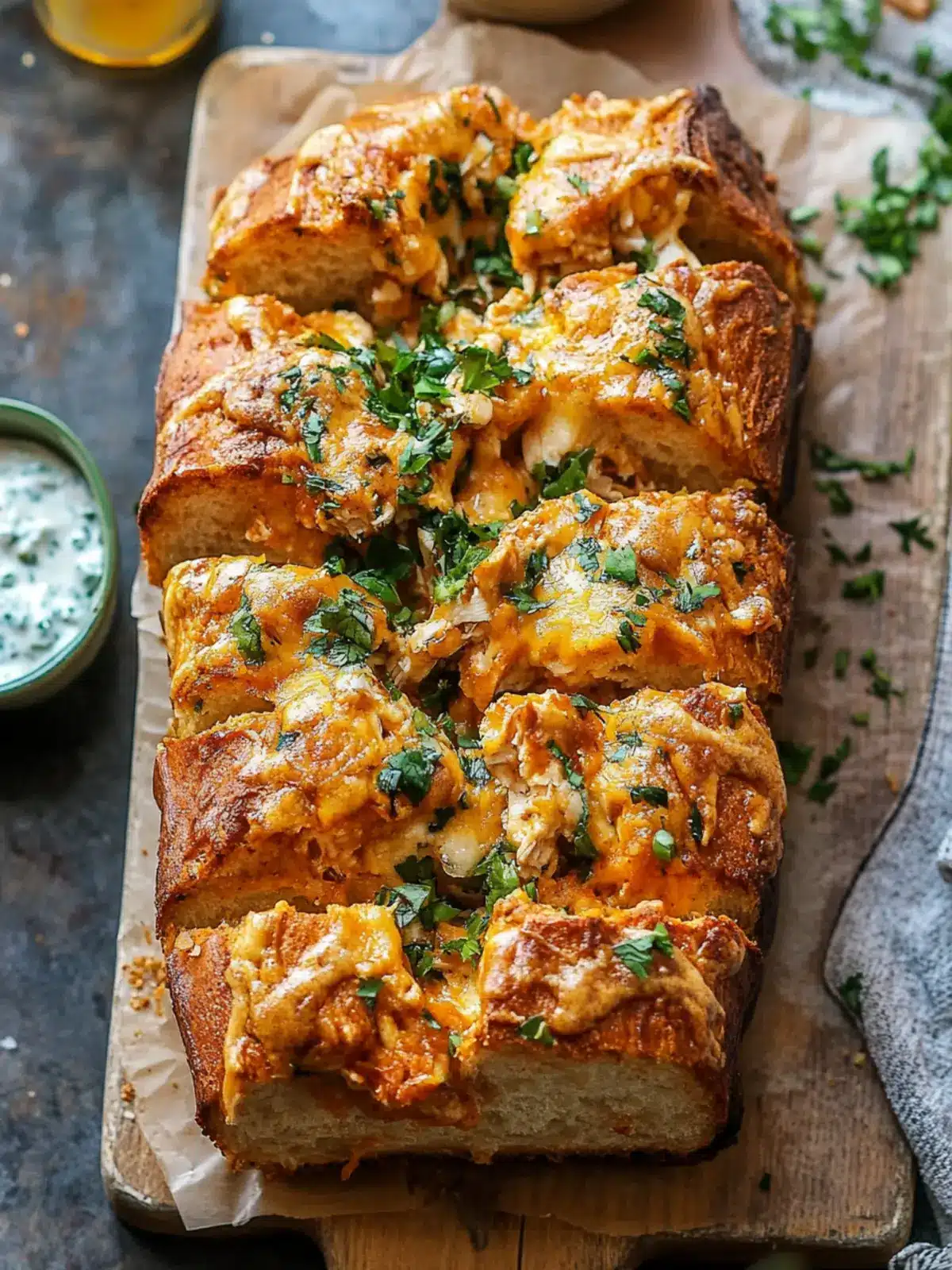 Buffalo Ranch Chicken Pull Apart Bread for Game Day Fun 3 Buffalo Ranch Chicken Pull Apart Bread