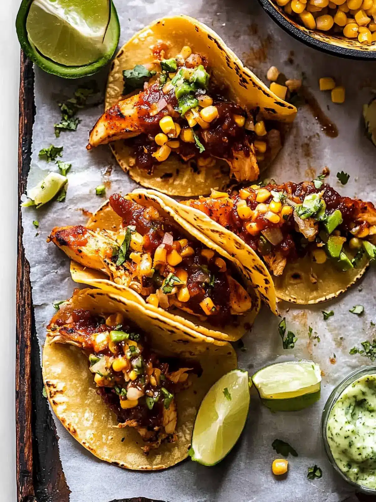 Crispy Chipotle BBQ Chicken Tacos with Creamy Corn Salsa Bliss 2 Crispy Chipotle BBQ Chicken Tacos with Creamy Charred Corn Salsa