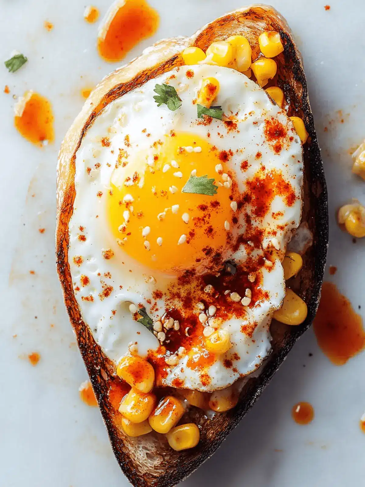 Crème Fraîche, Corn, and Chili Crisp Egg Toast: A Breakfast Delight 3 Crème fraîche, Corn and a Chili Crisp Egg Toast