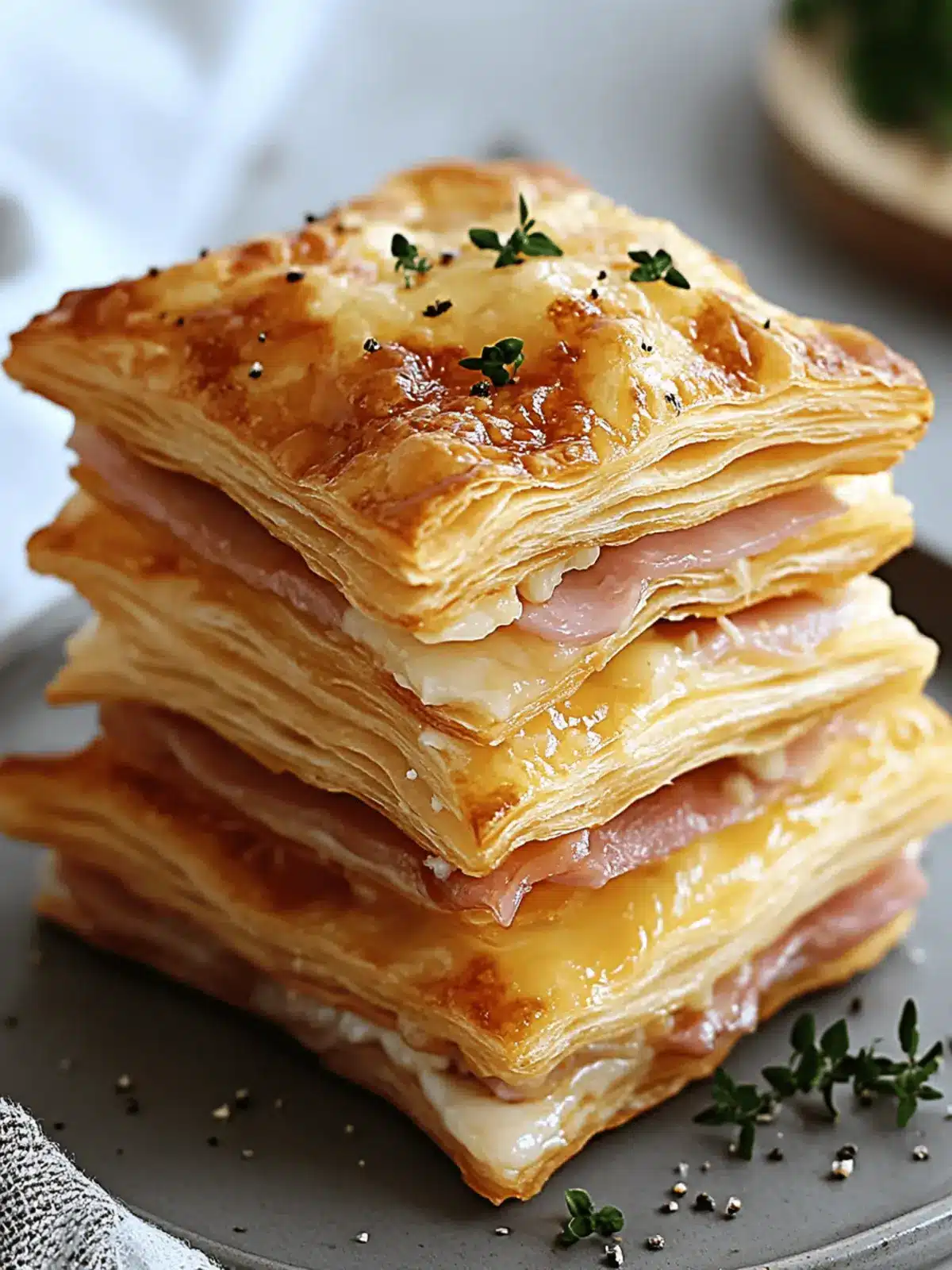 Crispy Ham & Cheese Puff Pastry Stacks for Effortless Elegance 3 Crispy Ham & Cheese Puff Pastry Stacks