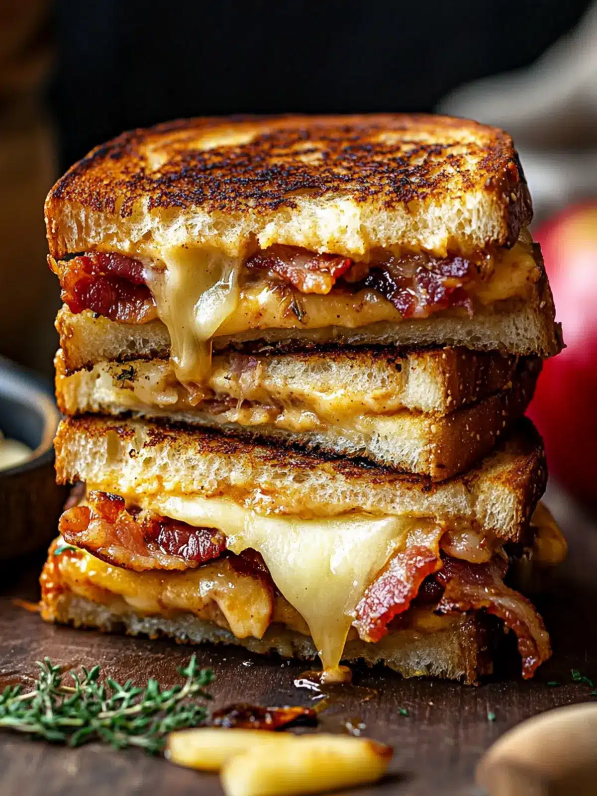 Hot Honey Apple Cheddar Bacon Grilled Cheese A Sweet Twist! 3 Hot Honey Apple Cheddar Bacon Grilled Cheese