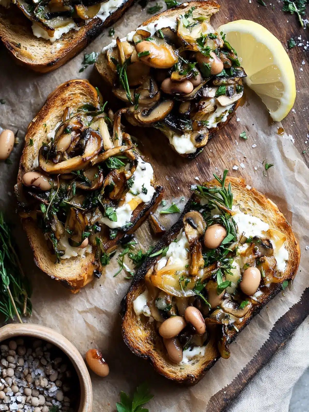 Lemony Mushroom Mascarpone Toast with Beans & Herbs Delight 3 Lemony Mushroom Mascarpone Toast with Beans & Herbs