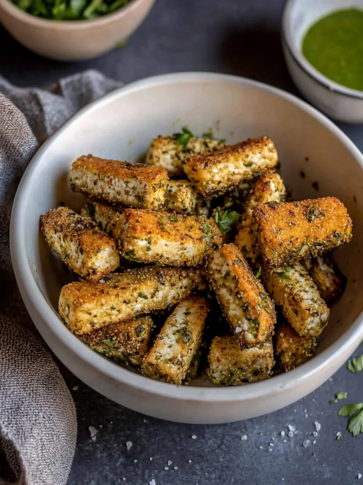 Crispy Air Fryer Tofu Nuggets with Zesty Mediterranean Marinade 3 Crispy Air Fryer Tofu Nuggets with Mediterranean Marinade