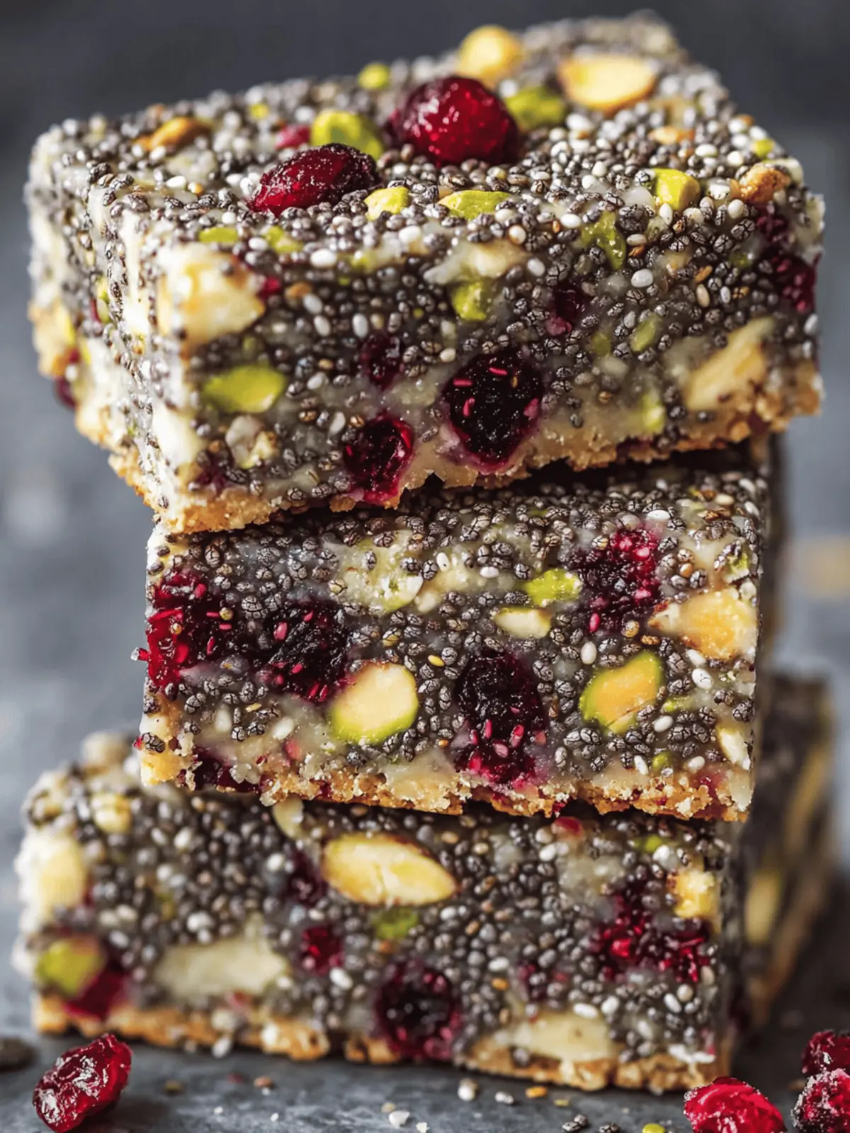 Pistachio Cranberry Chia Bars for Ultimate No-Bake Bliss 3 Pistachio Cranberry Chia Bars