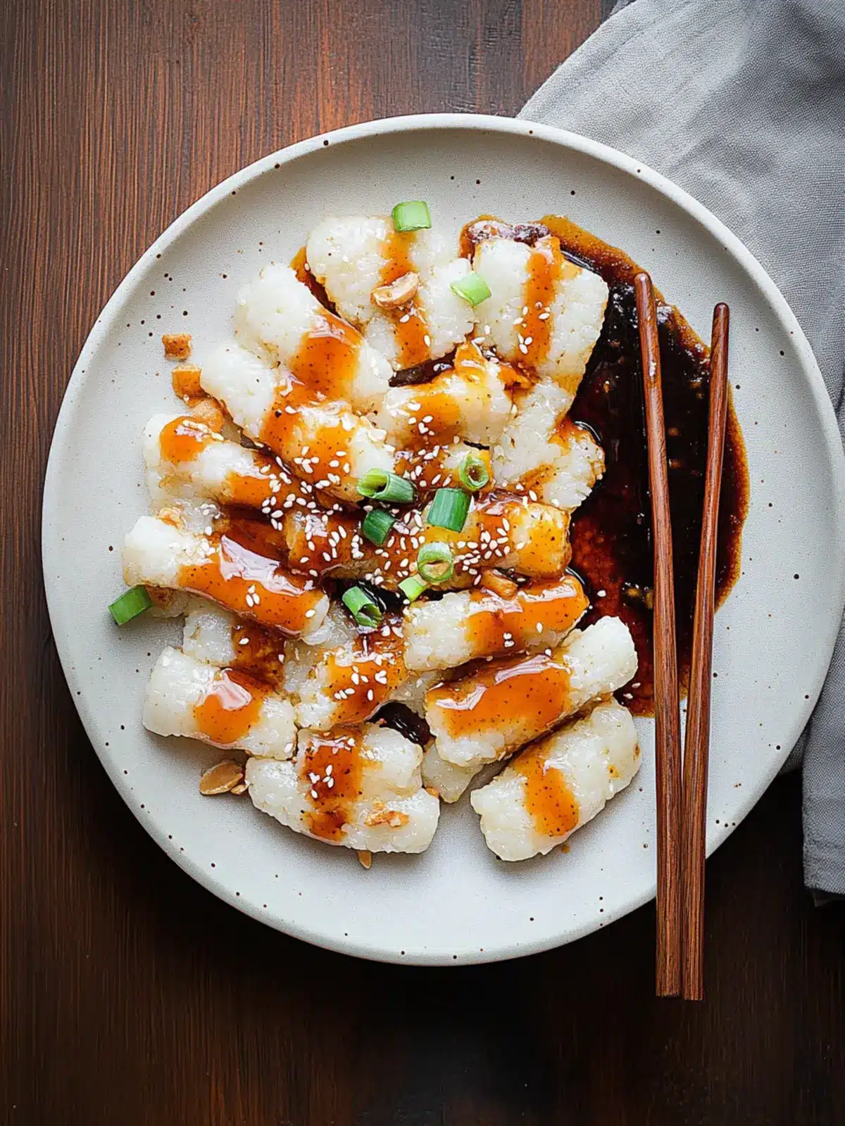 Savory Rice Cakes w/ Peanut Sauce & Hoisin in Minutes 4 Rice Cakes w/ Peanut Sauce & Hoisin