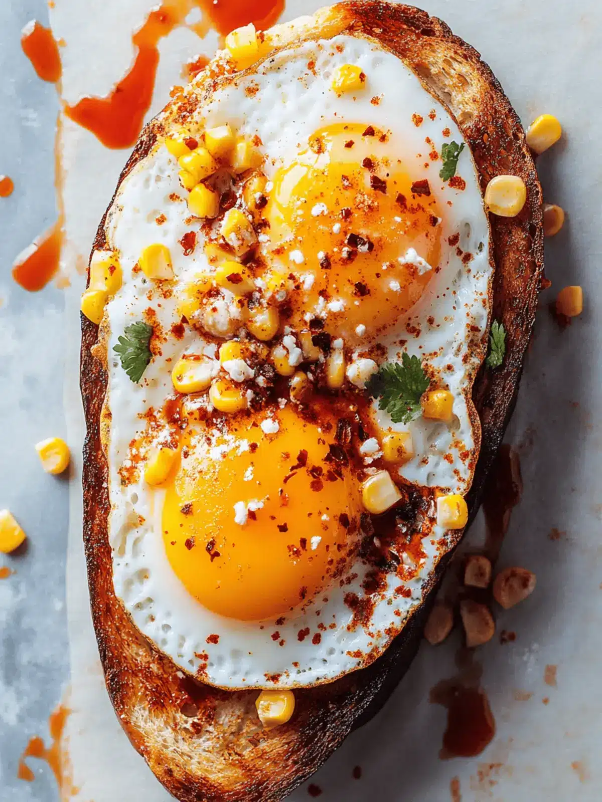 Crème Fraîche, Corn, and Chili Crisp Egg Toast: A Breakfast Delight 2 Crème fraîche, Corn and a Chili Crisp Egg Toast