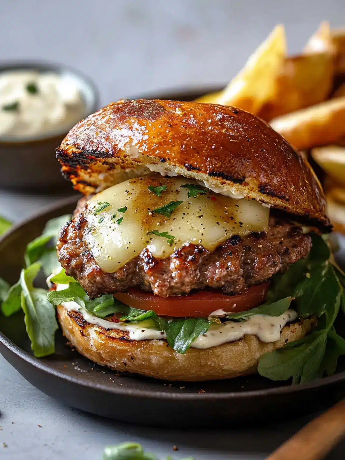 Savory Tuscan Pork Smash Burger with Garlic Rosemary Bliss 2 Tuscan Pork Smash Burger