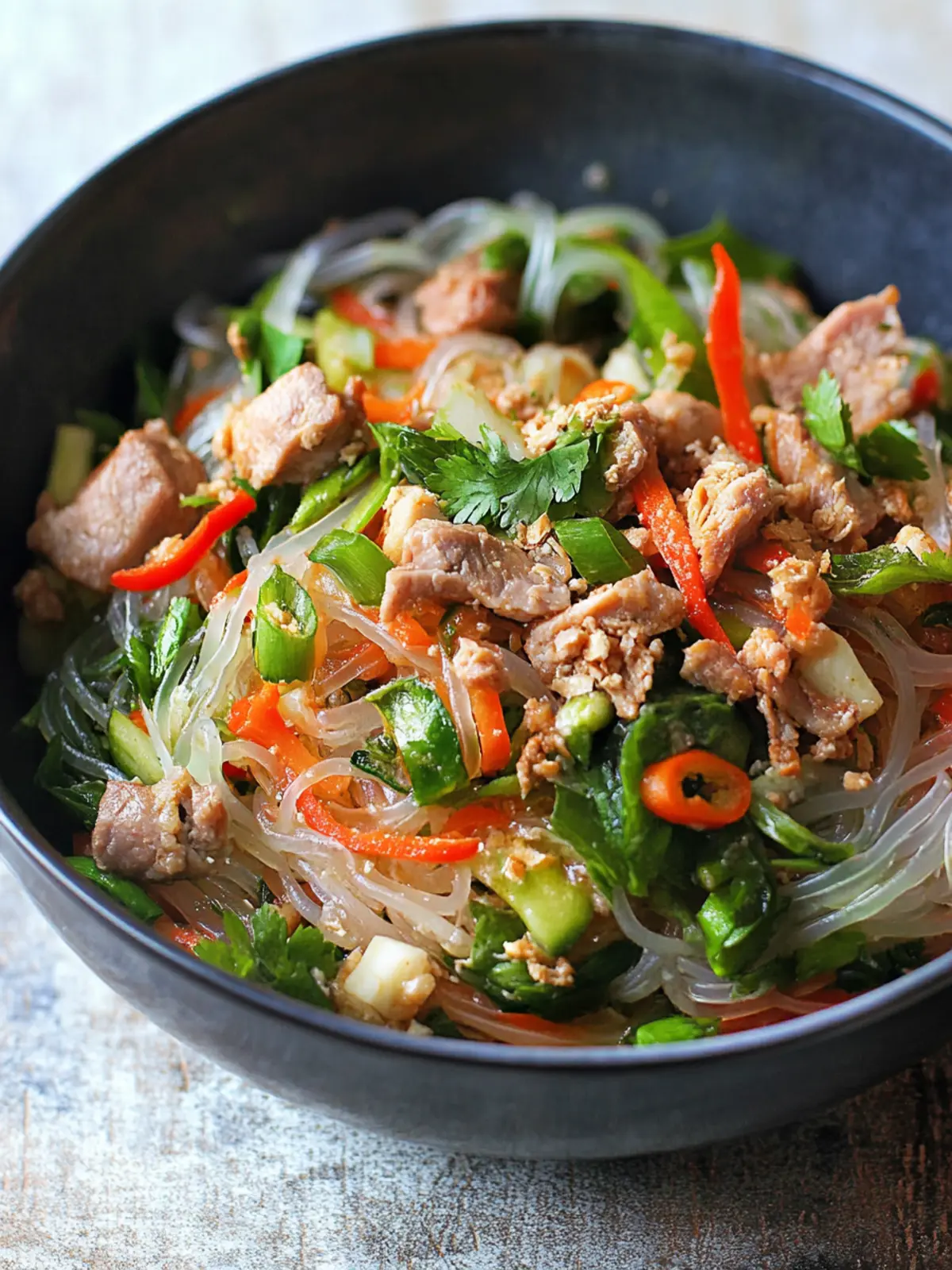 Thai Pork Salad with Cellophane Noodles: Flavor-Packed Delight 2 Thai Pork Salad with Cellophane Noodles