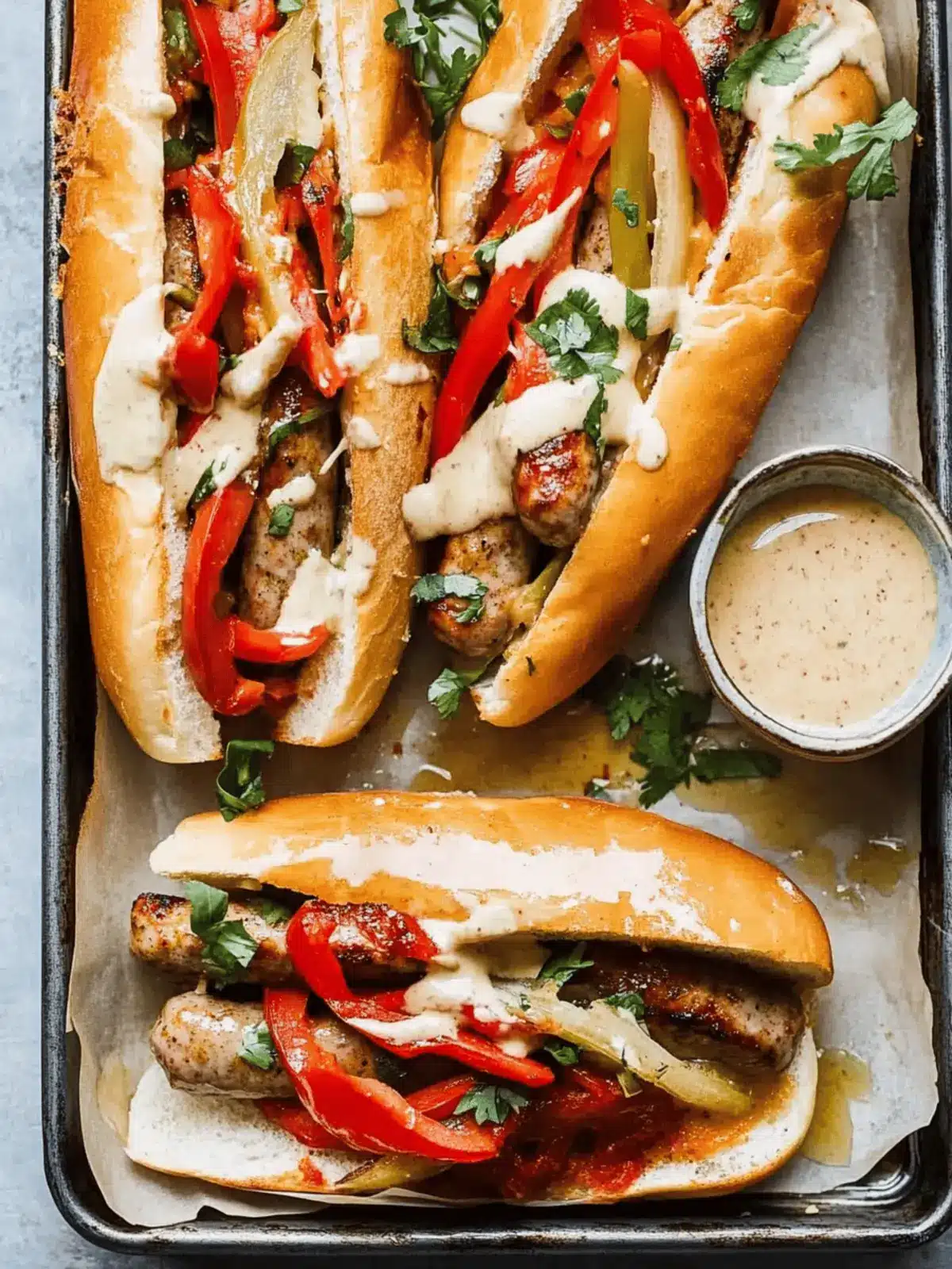 Sheet Pan Italian Sausage Heros with Honey Mustard Bliss 3 Sheet Pan Italian Sausage Heros with Honey Mustard