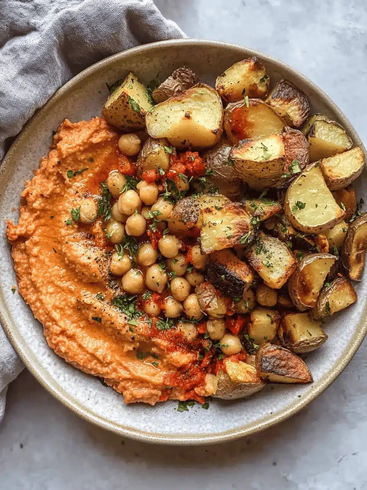 Zesty Red Pepper Feta Dip with Roasted Potatoes & Chickpeas 3 Zesty Red Pepper Feta Dip with Roasted Potatoes & Chickpeas