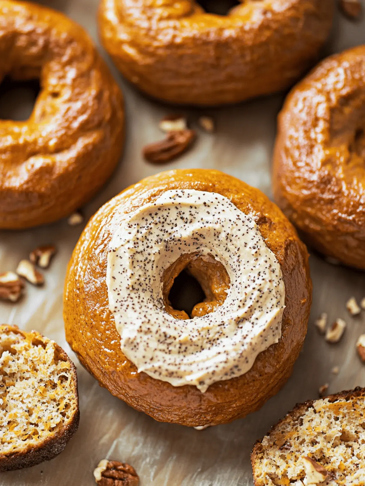 Homemade Pumpkin Bagels with Creamy Honey Pecan Spread 4 Homemade Pumpkin Bagels