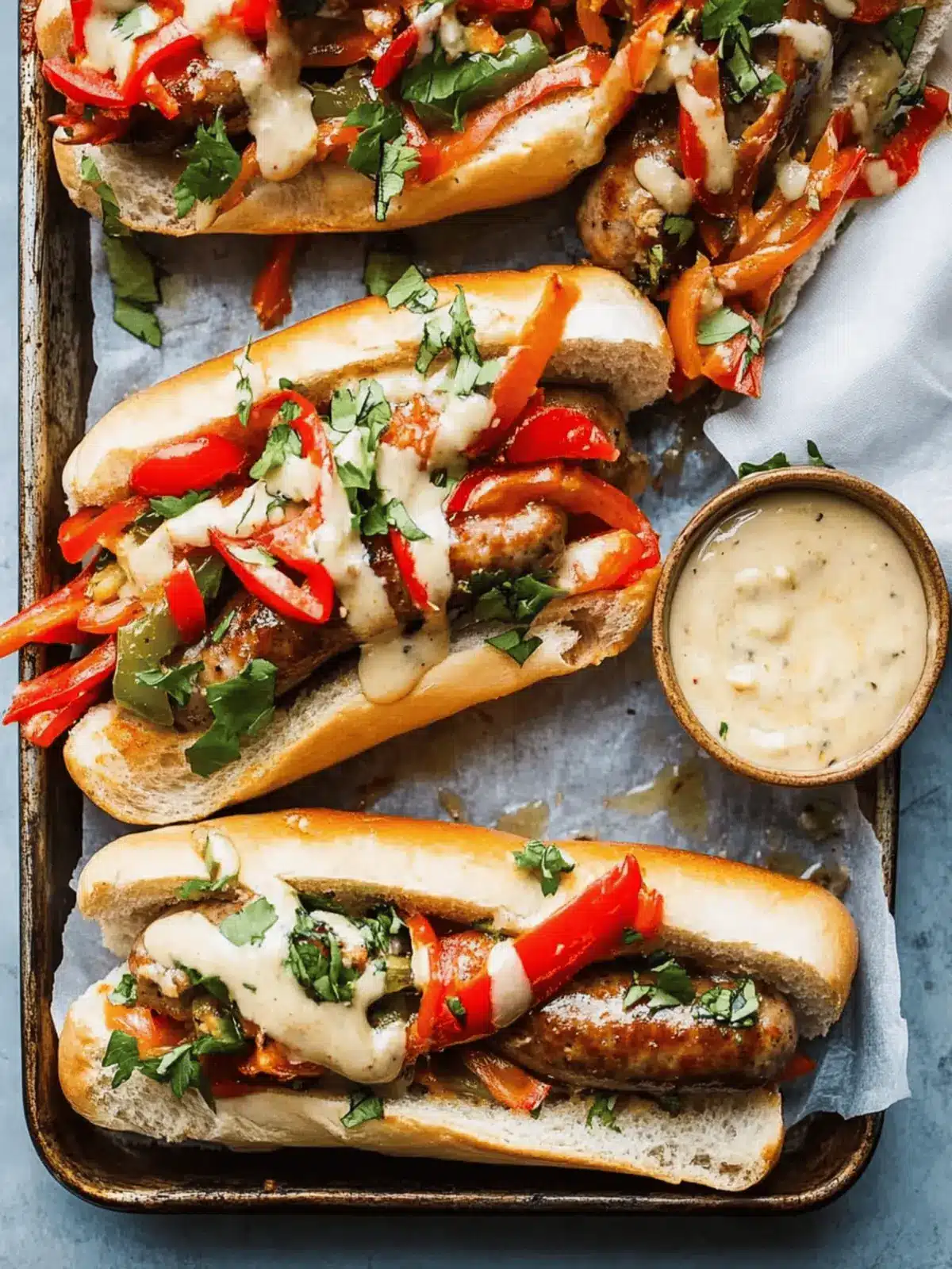 Sheet Pan Italian Sausage Heros with Honey Mustard Bliss 4 Sheet Pan Italian Sausage Heros with Honey Mustard