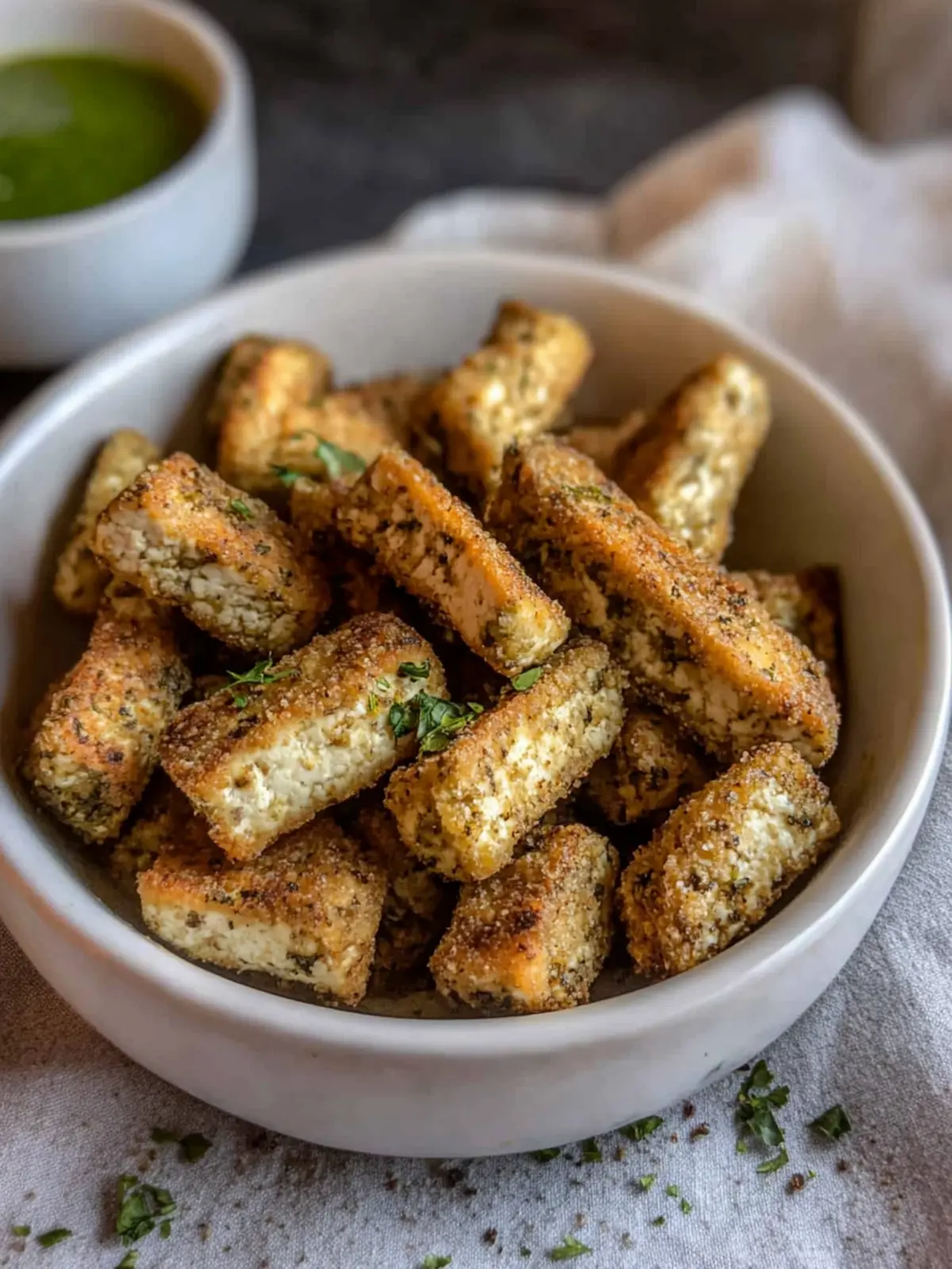 Crispy Air Fryer Tofu Nuggets with Zesty Mediterranean Marinade 2 Crispy Air Fryer Tofu Nuggets with Mediterranean Marinade