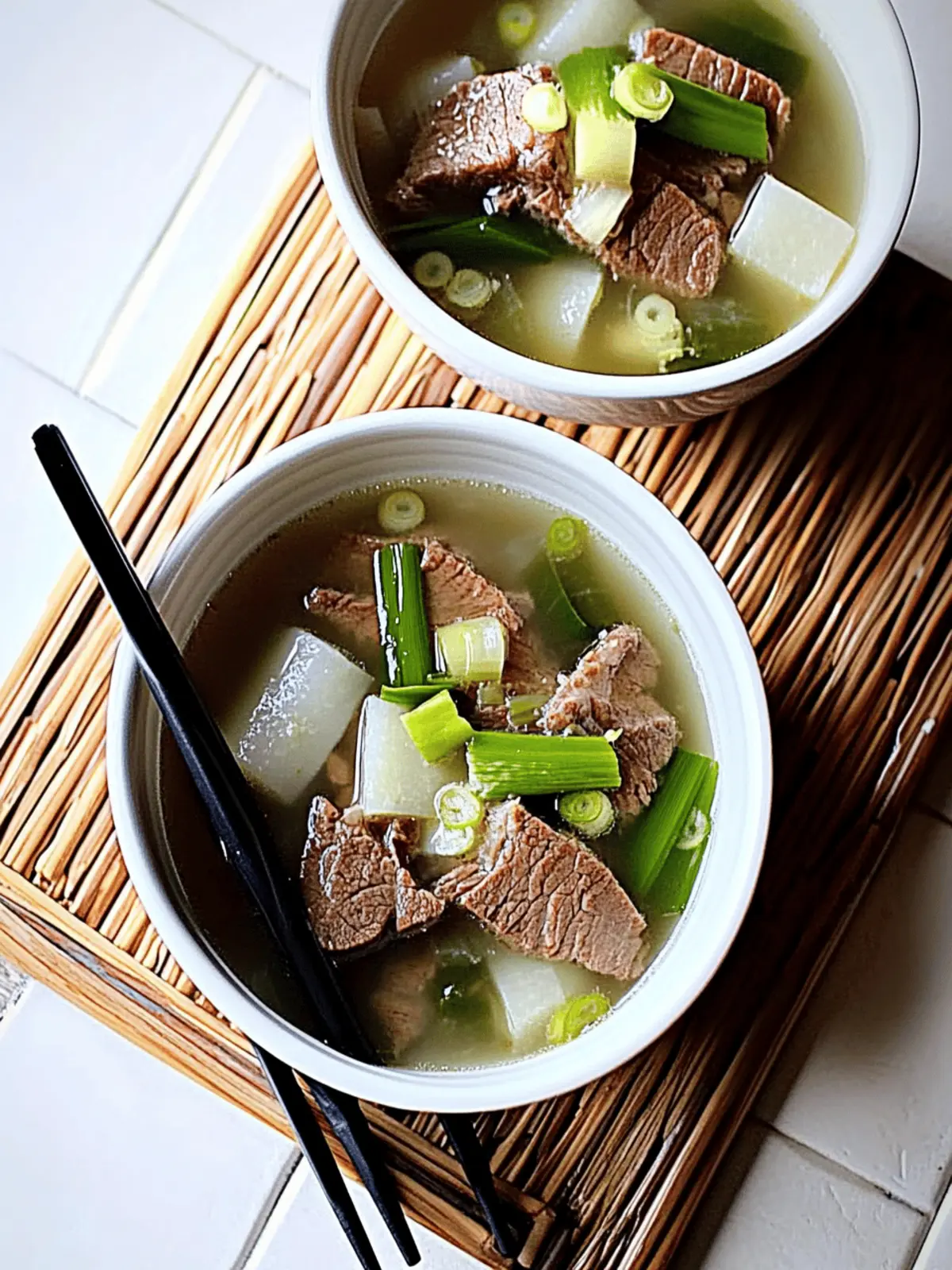 Savory Beef Brisket with Daikon and Leek in Clear Broth Delight 4 Beef Brisket with Daikon and Leek in Clear Broth