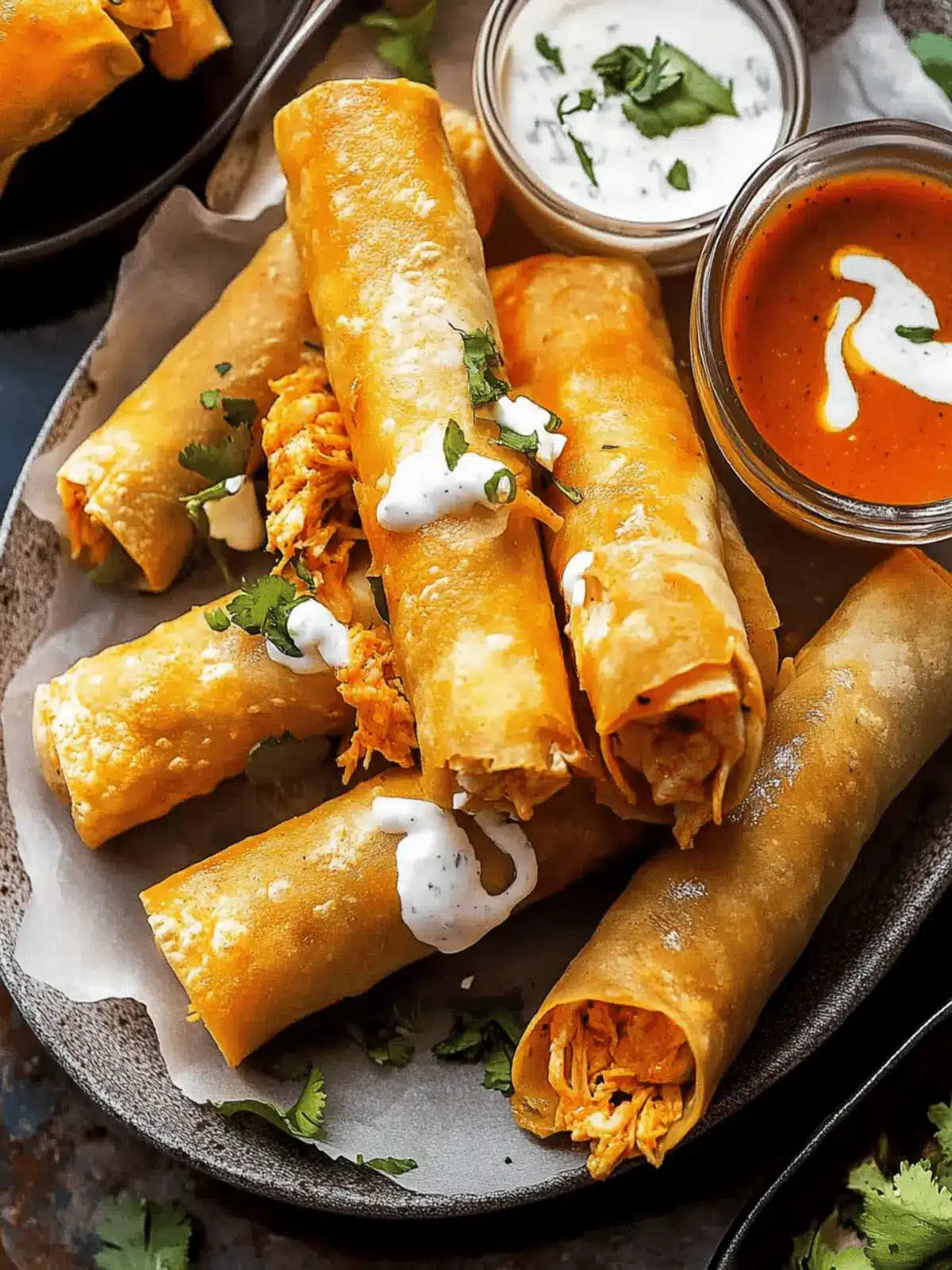 Spicy Jalapeño Cream Cheese Chicken Taquitos with Buffalo Sauce 4 Jalapeño Cream Cheese Chicken Taquitos with Buffalo Sauce