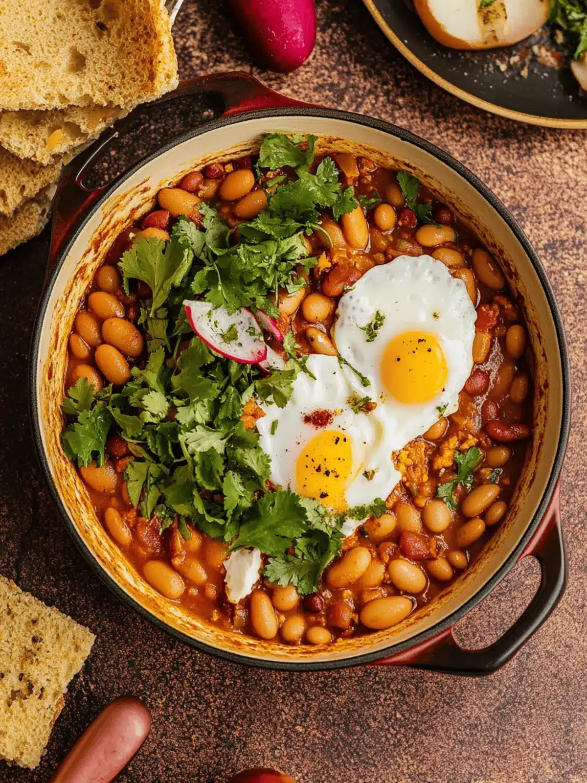 Hearty Breakfast Beans and Eggs in Chipotle Tomato Sauce 3 Breakfast Beans and Eggs