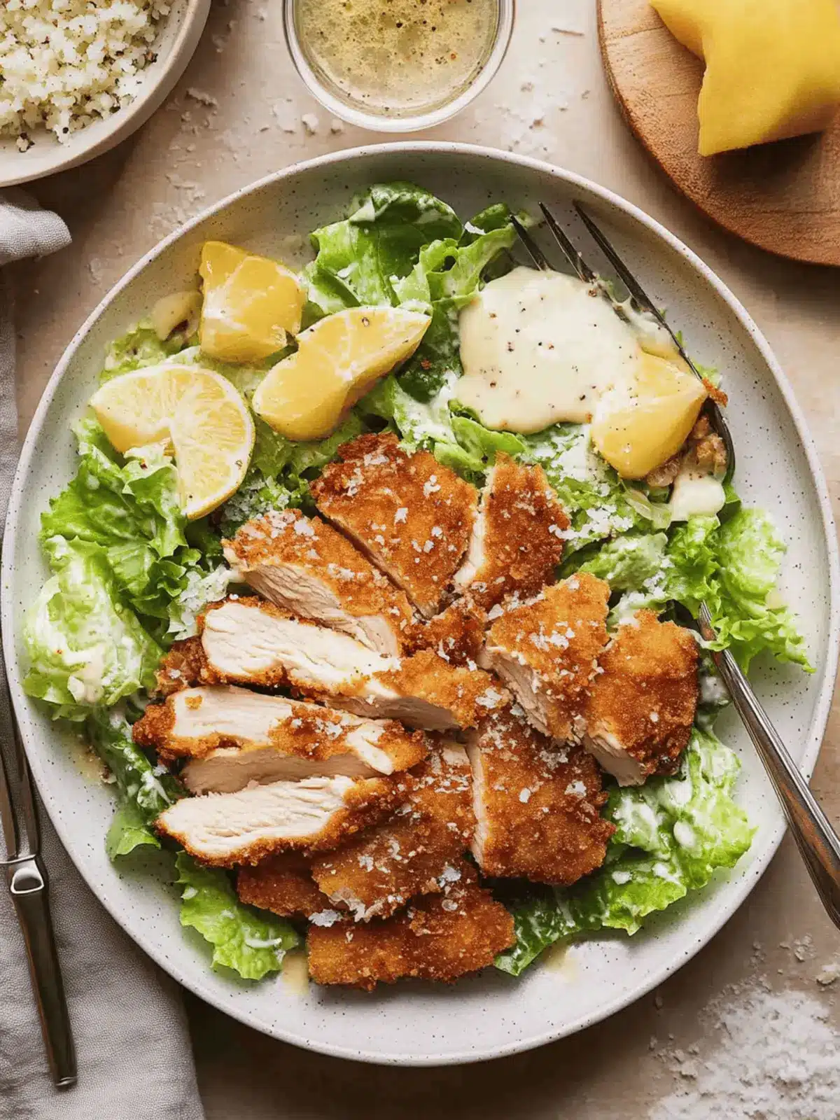 Crispy Chicken Caesar Salad with Homemade Crunchy Croutons 2 Crispy Chicken Caesar Salad