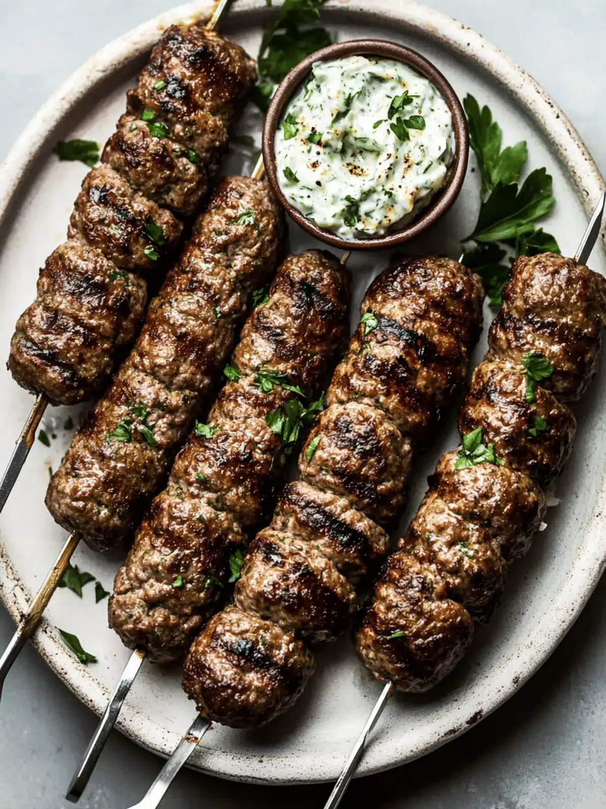 Beef Kofta Kebabs with Tzatziki: Your Ultimate Feast Starter 3 Beef Kofta Kebabs with Tzatziki