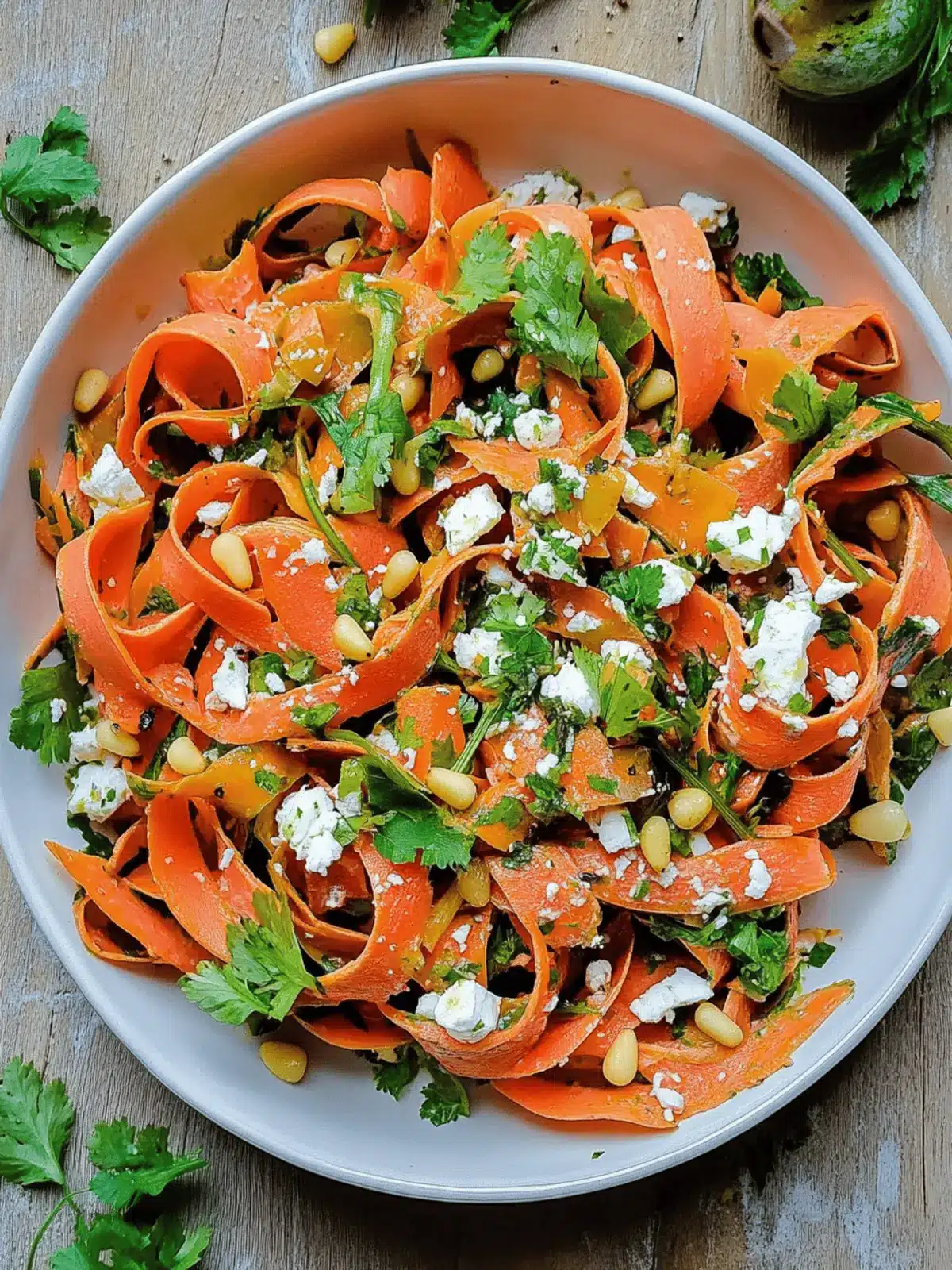 Delicious Carrot Ribbon Salad with Feta and Pine Nuts Bliss 2 Carrot Ribbon Salad with Feta and Pine Nuts