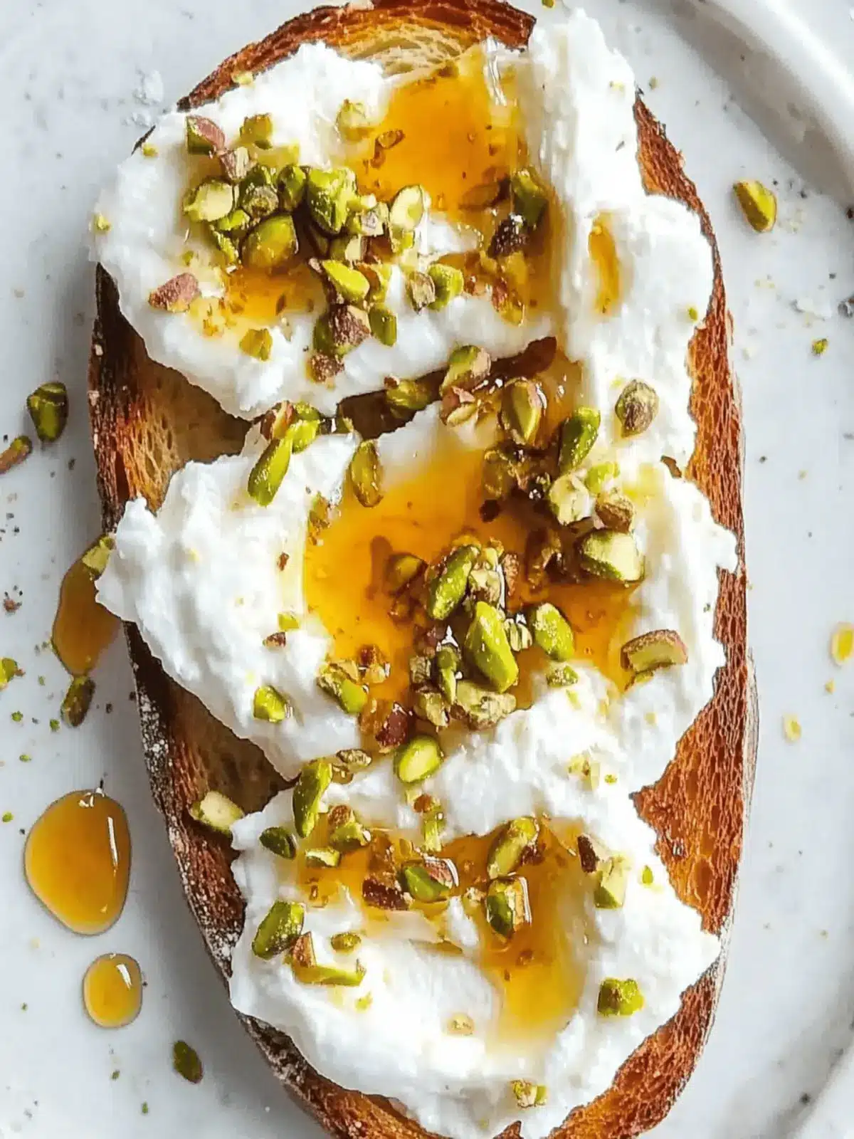 Indulge in Burrata Toast with Pistachios and Hot Honey Bliss 3 Burrata Toast With Pistachios And Hot Honey