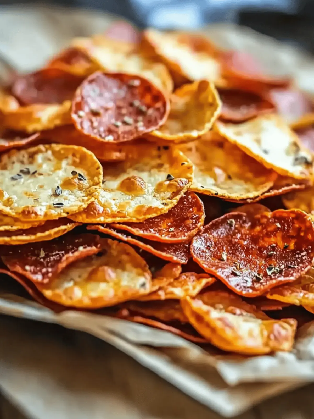 Keto Chips with Pepperoni and Cheese: Flavorful Crunch Awaits 2 Keto Chips Pepperoni Cheese