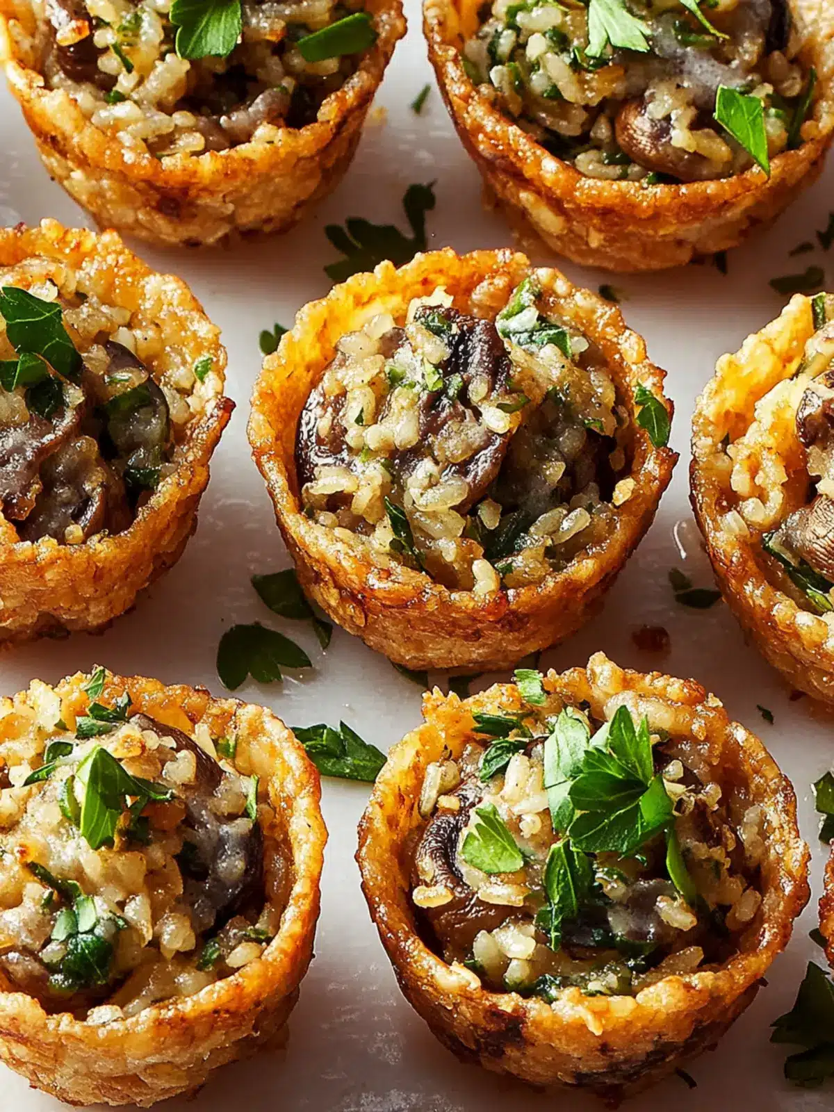 Stuffed Mushroom Crispy Rice Cups for Flavorful Fun 4 Stuffed Mushroom Crispy Rice Cups