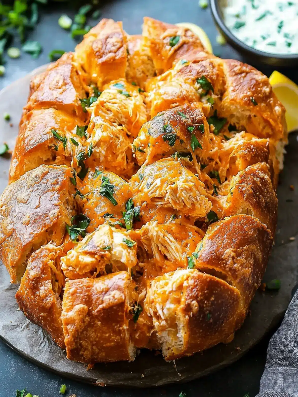 Buffalo Ranch Chicken Pull Apart Bread for Game Day Fun 4 Buffalo Ranch Chicken Pull Apart Bread