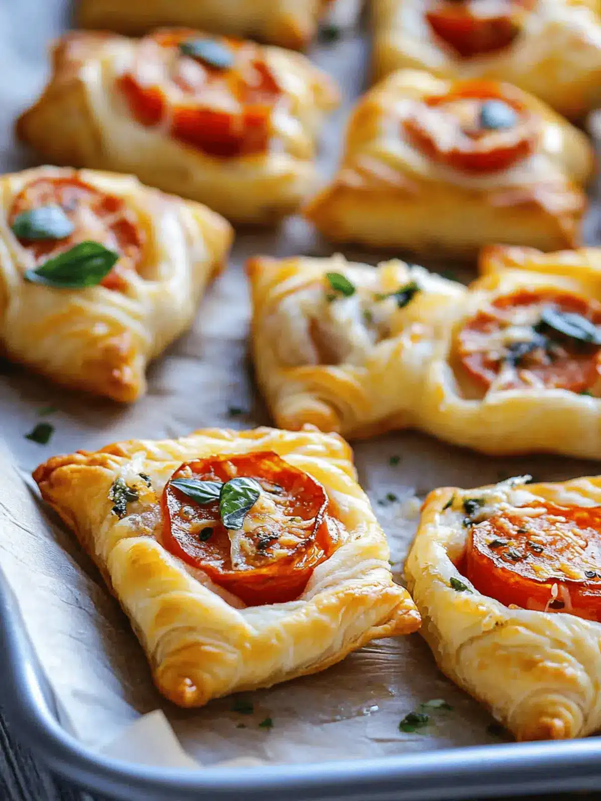 Savory Pepperoni Basil Tomato Puffs for Effortless Entertaining 4 Pepperoni Basil Tomato Puffs