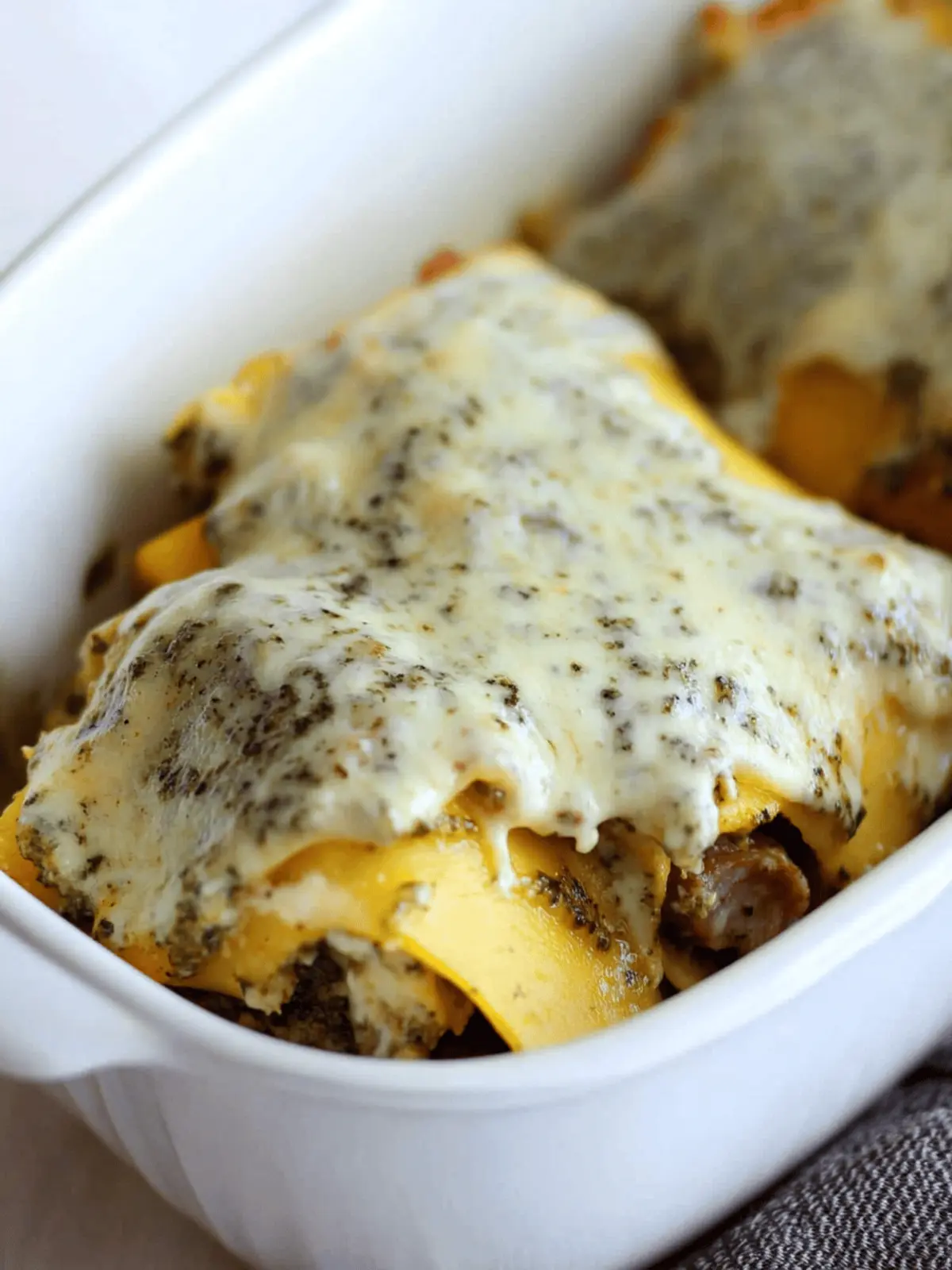 Roasted Garlic Butternut Squash Lasagna Roll-Ups with Sausage Bliss 2 Roasted Garlic Butternut Squash Lasagna Roll-ups with Sweet Italian Sausage and Pesto Cream Sauce