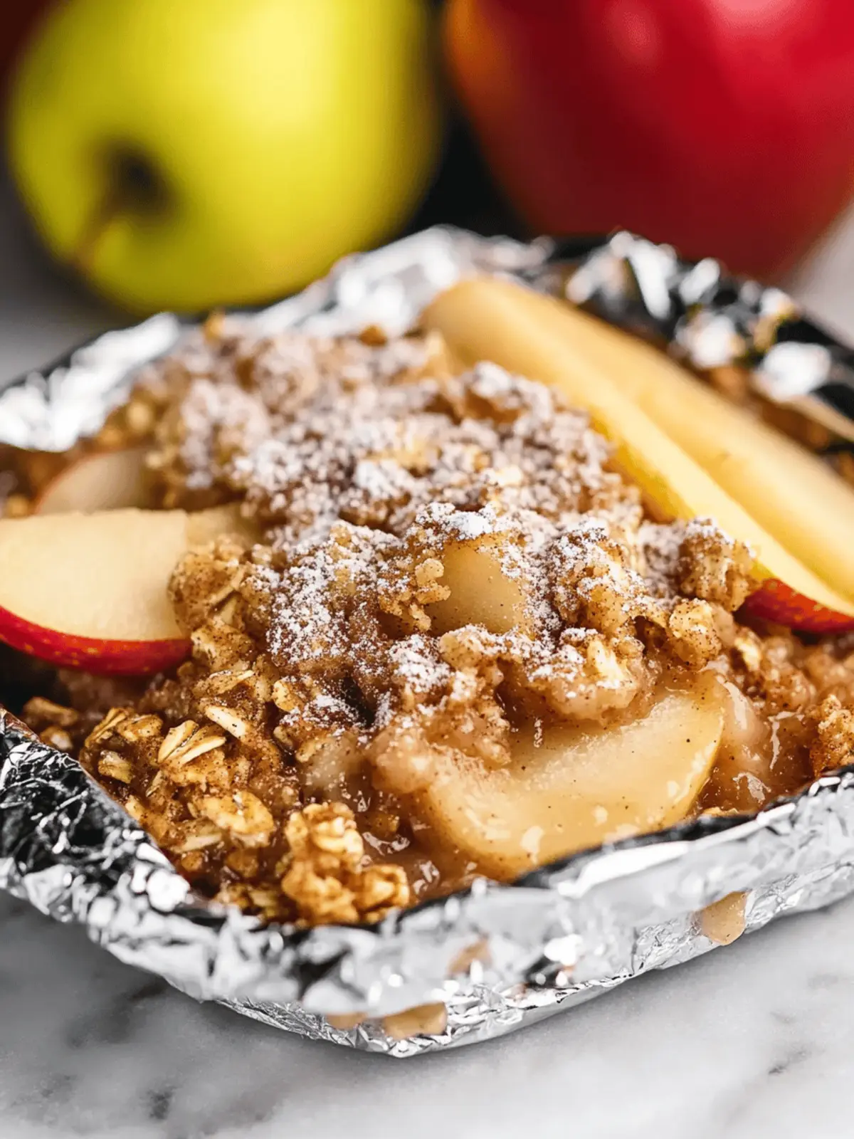 Campfire Apple Crisp in Foil with Cinnamon Oats for Cozy Nights 2 Campfire Apple Crisp in Foil with Cinnamon Oats
