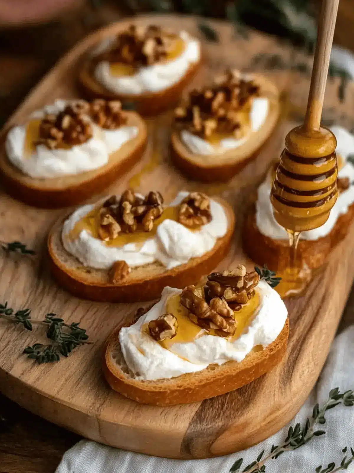 Whipped Ricotta Crostini with Walnuts & Salted Honey Bliss 4 Whipped Ricotta Crostini with Walnuts & Salted Honey