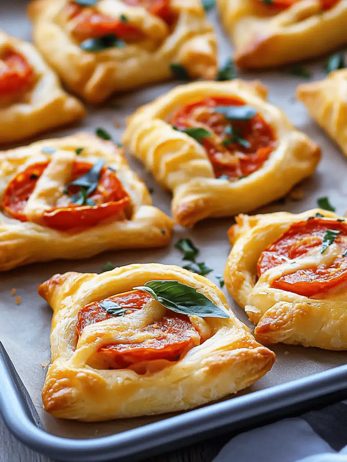 Savory Pepperoni Basil Tomato Puffs for Effortless Entertaining 3 Pepperoni Basil Tomato Puffs