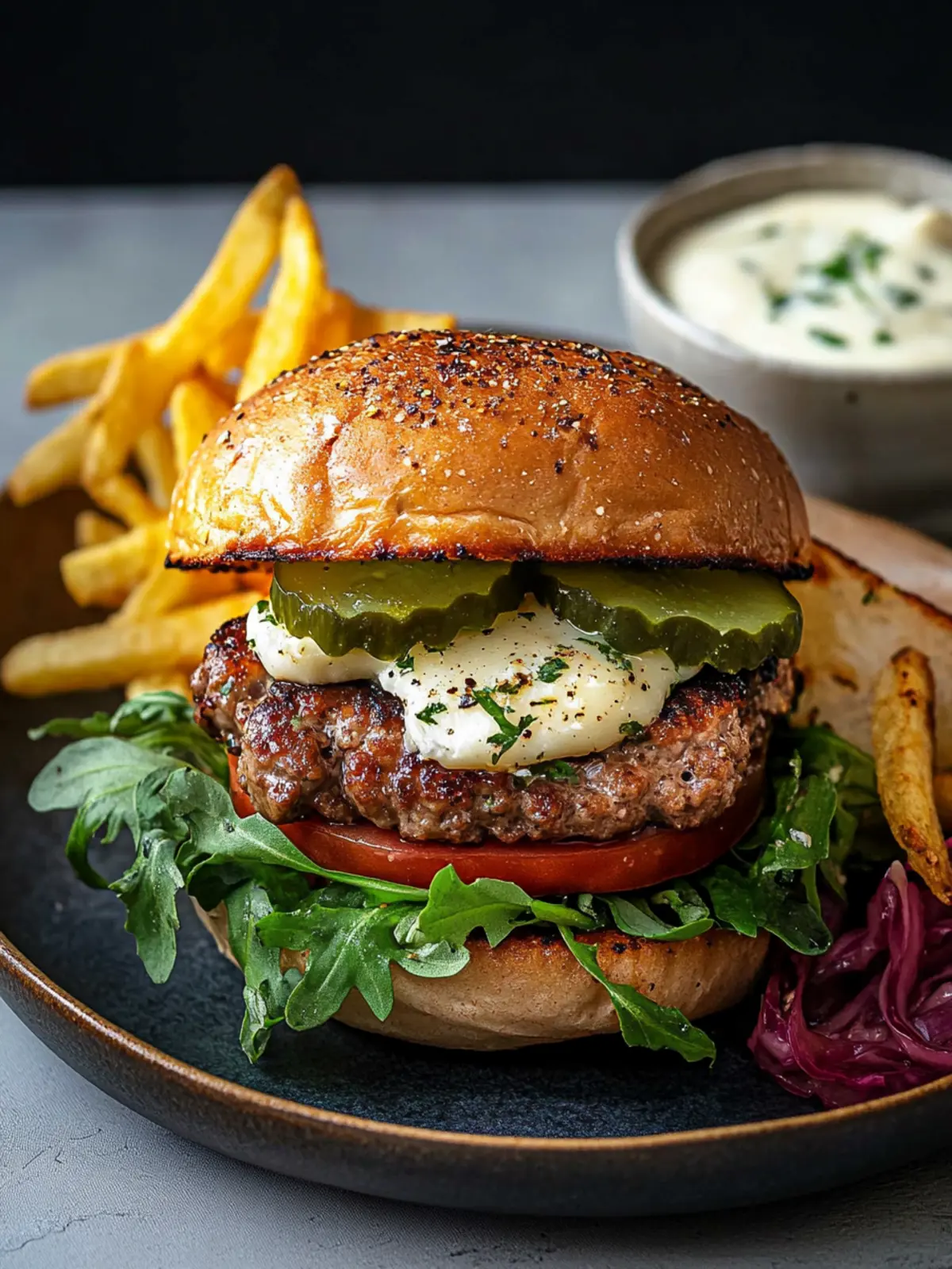 Savory Tuscan Pork Smash Burger with Garlic Rosemary Bliss 3 Tuscan Pork Smash Burger
