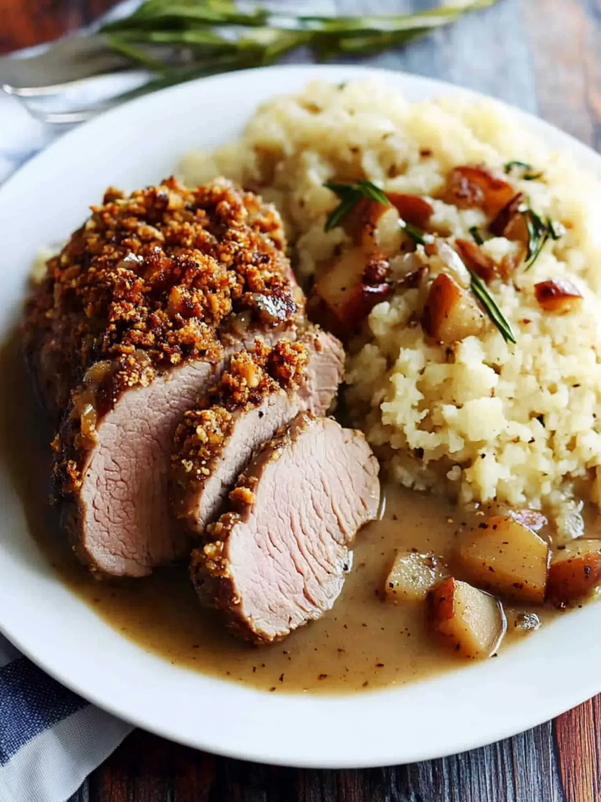 Walnut-Crusted Pork Tenderloin with Apple Cider Gravy Delight 4 Walnut-Crusted Pork Tenderloin with Apple Cider Gravy