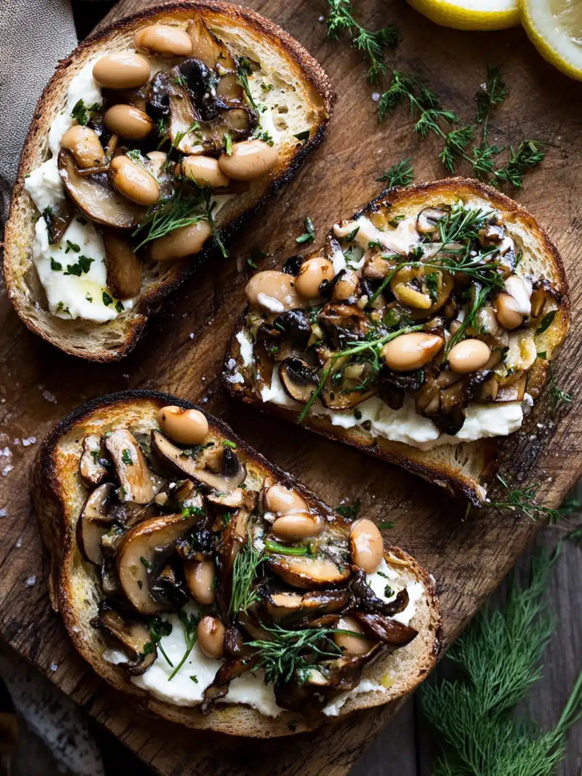 Lemony Mushroom Mascarpone Toast with Beans & Herbs Delight 4 Lemony Mushroom Mascarpone Toast with Beans & Herbs
