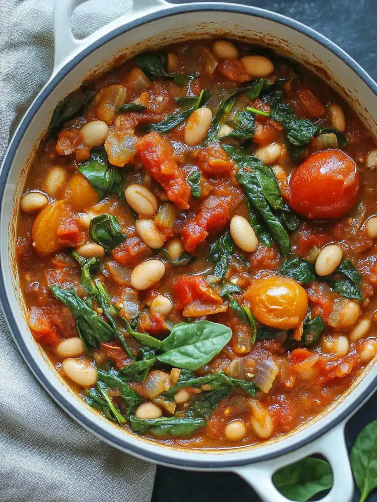 Start Your Day Right with Roasted Tomato, White Bean & Spinach Stew 4 Roasted Tomato, White Bean and Spinach Stew