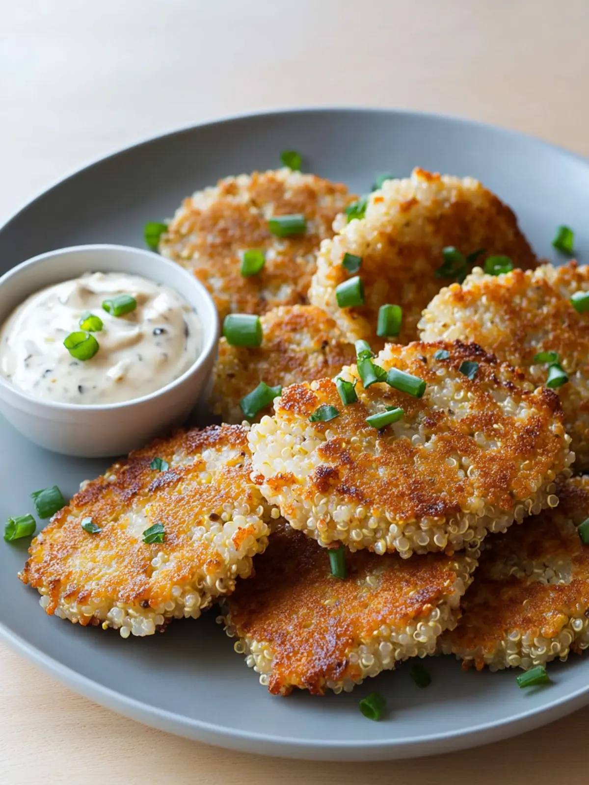 Cheesy Quinoa Cakes with Zesty Roasted Garlic Aioli Recipe 2 Cheesy Quinoa Cakes with a Roasted Garlic and Lemon Aioli