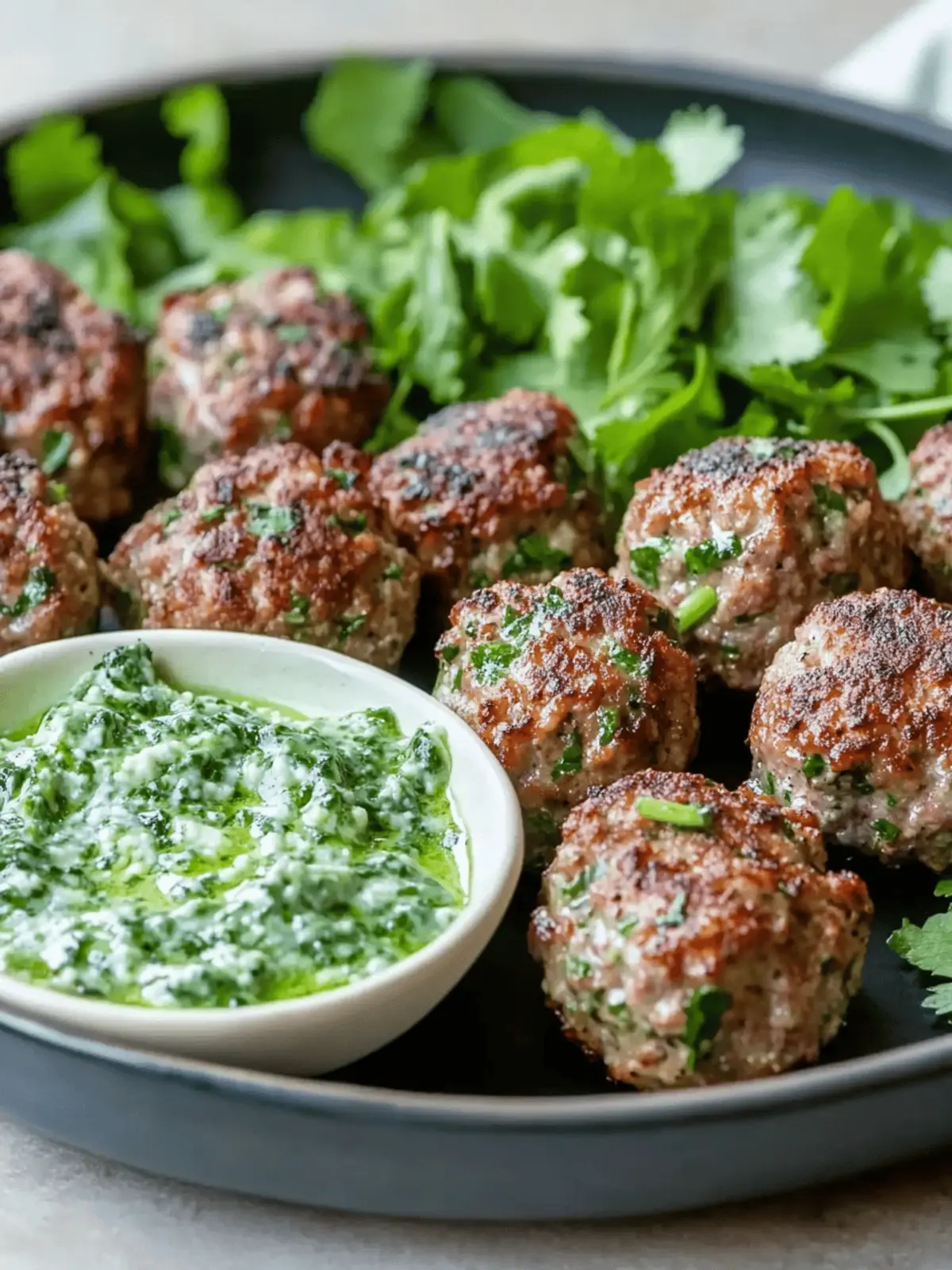 Spicy Lamb Meatballs With Green Dip for Flavorful Nights 2 Spicy Lamb Meatballs With Green Dip