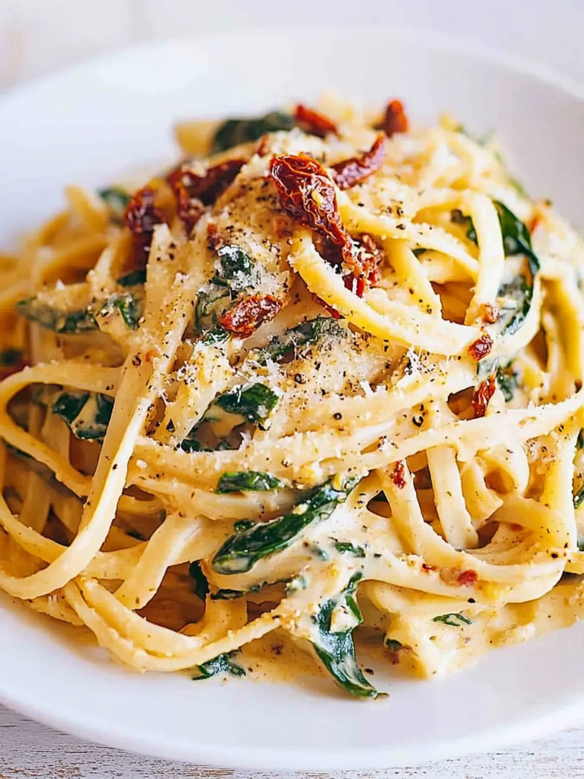 Linguine with Spinach and Sun-Dried Tomato Cream Sauce Delight 2 Linguine with Spinach and Sun-Dried Tomato Cream Sauce