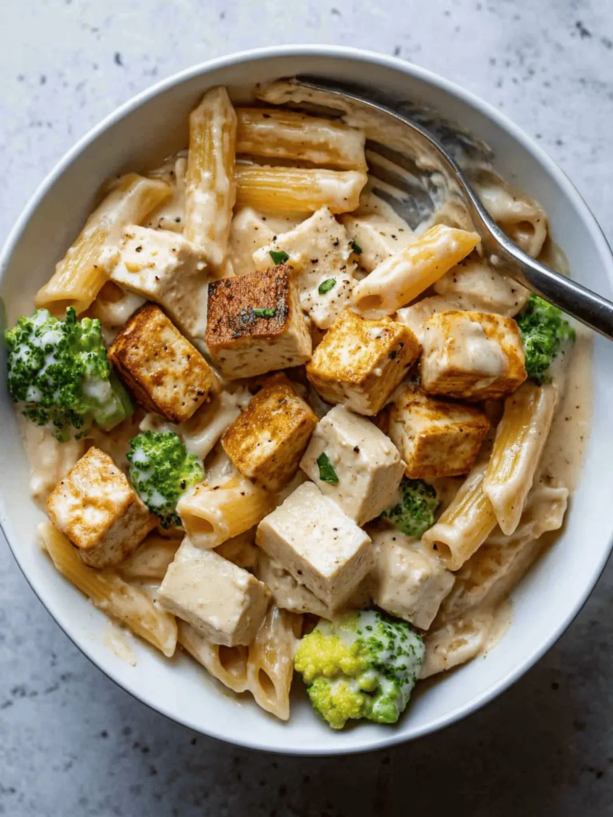 Creamy Pasta and Tofu: A Quick Vegan Dinner Delight 4 Creamy Pasta and Tofu