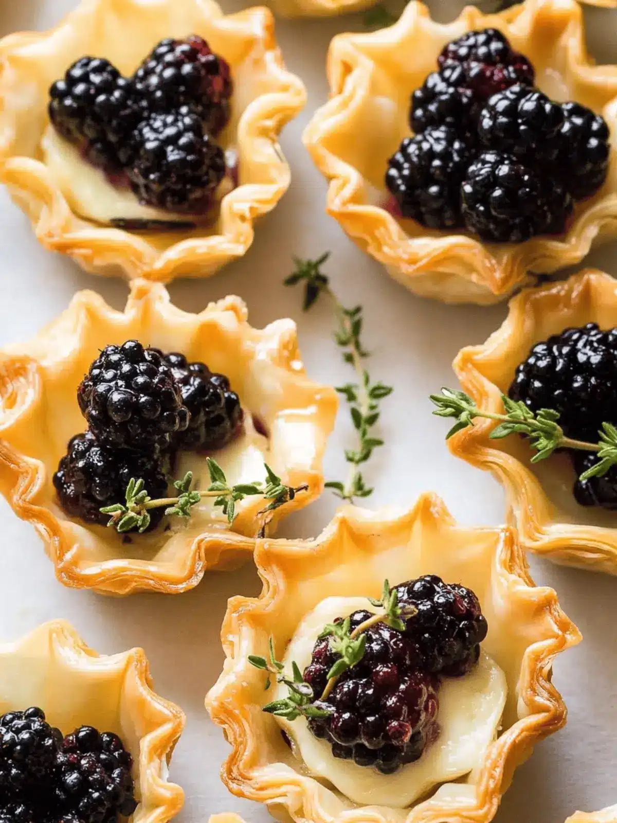 Brie Phyllo Cups with Blackberry and Thyme for Effortless Elegance 3 Brie Phyllo Cups with Blackberry and Thyme