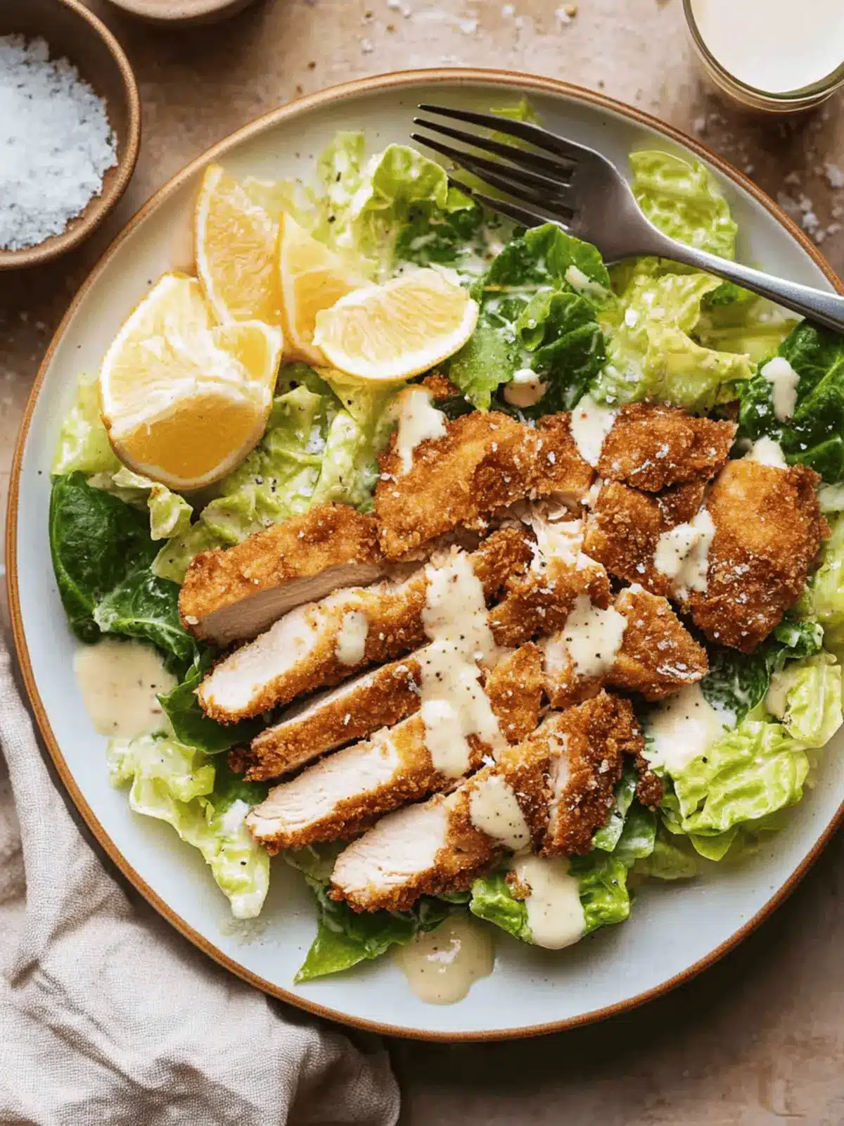 Crispy Chicken Caesar Salad with Homemade Crunchy Croutons 3 Crispy Chicken Caesar Salad