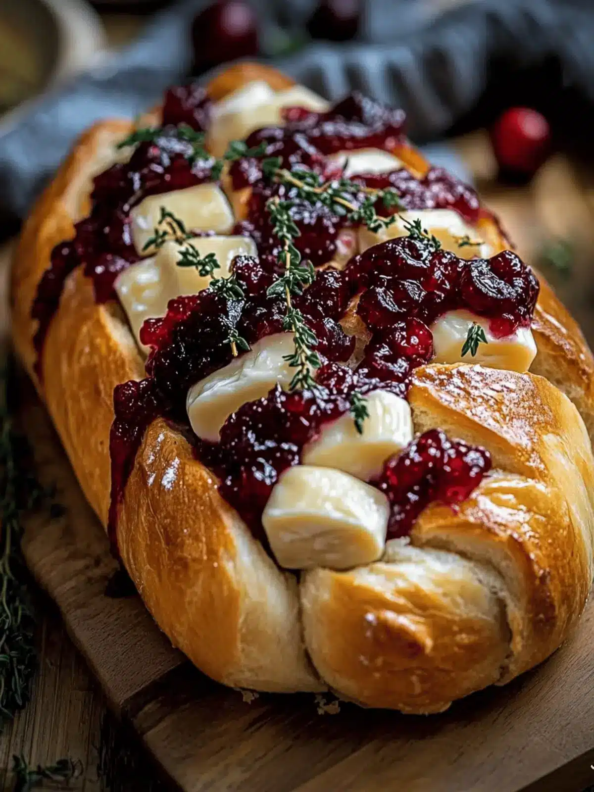 Garlic Herb Sourdough Bread Stuffed with Brie & Cranberry Bliss 2 Garlic Herb Sourdough Bread Stuffed with Brie and Cranberry Sauce