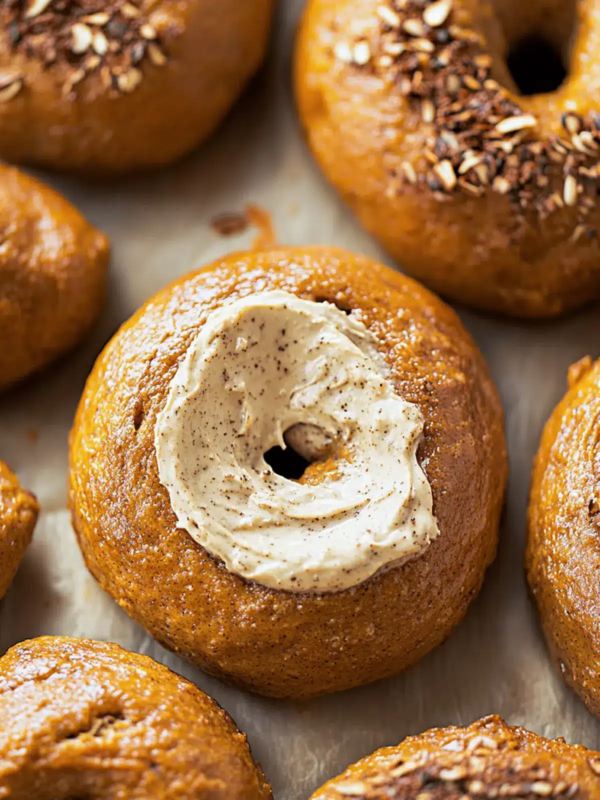 Homemade Pumpkin Bagels with Creamy Honey Pecan Spread 2 Homemade Pumpkin Bagels
